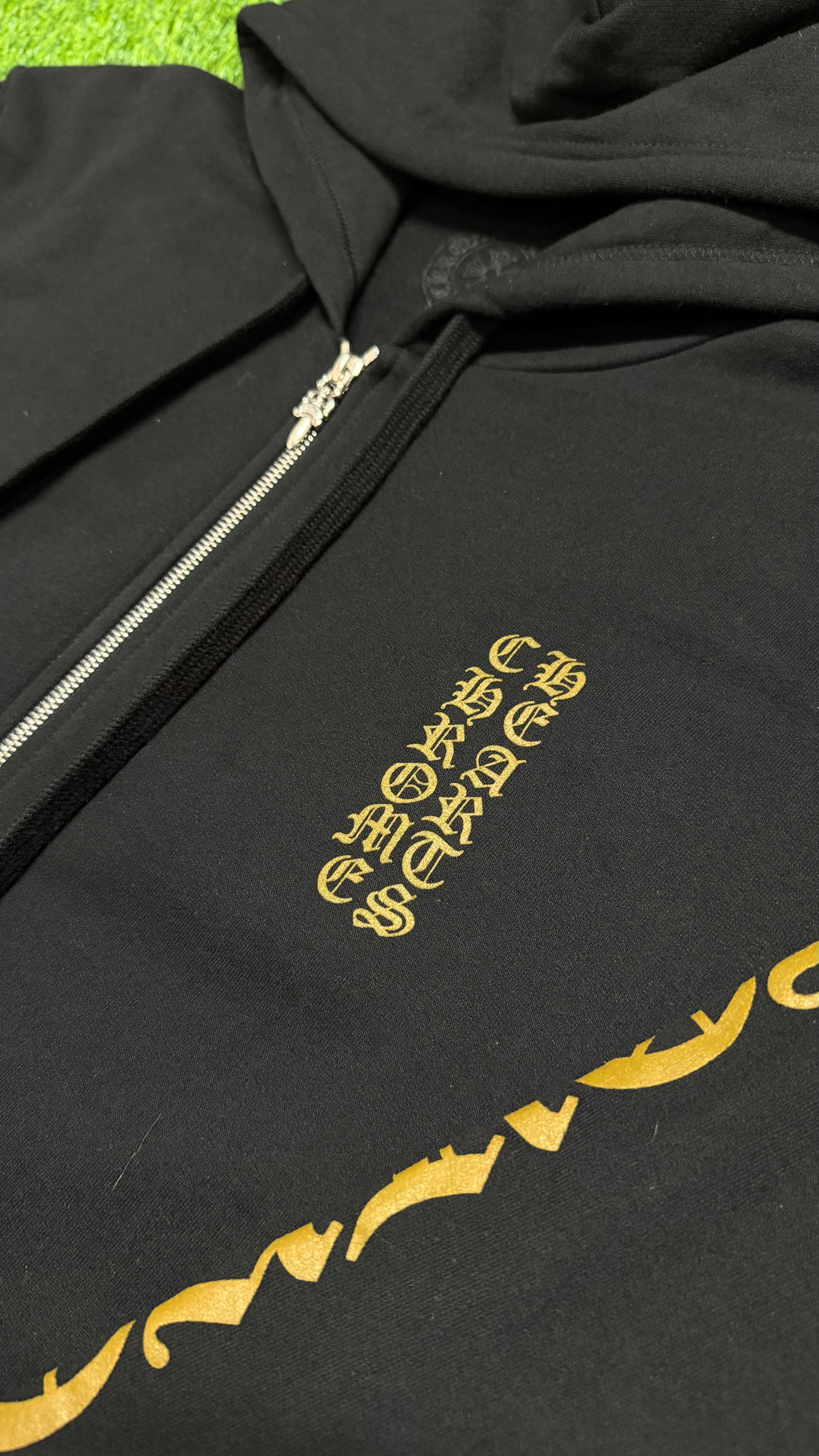 Chrome Hearts vertical logo zip-up hoodie