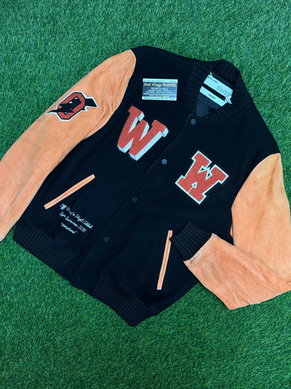PRE OWNED - Off-White Temperature Eagle Patch Varsity Jacket