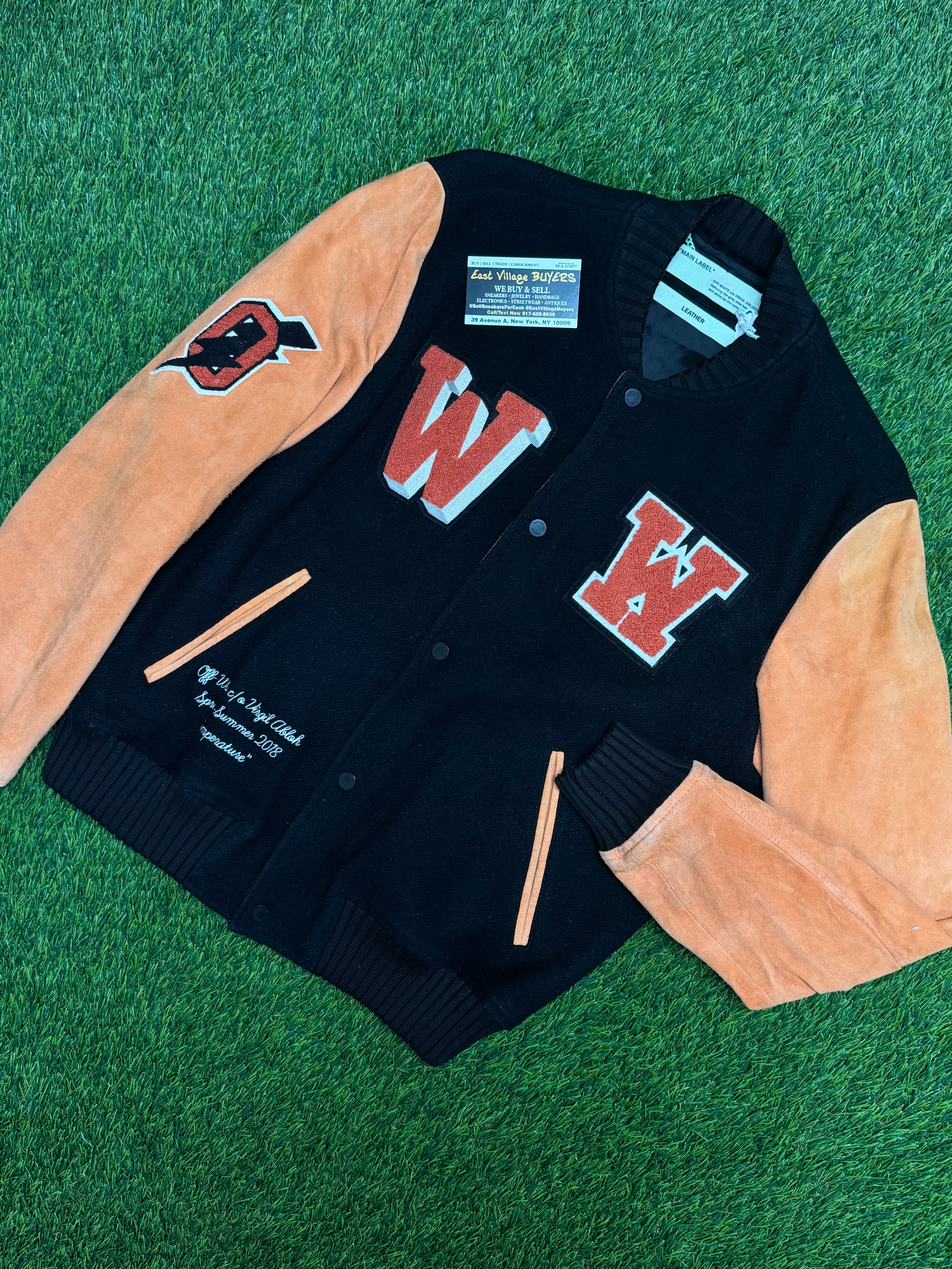 PRE OWNED - Off-White Temperature Eagle Patch Varsity Jacket