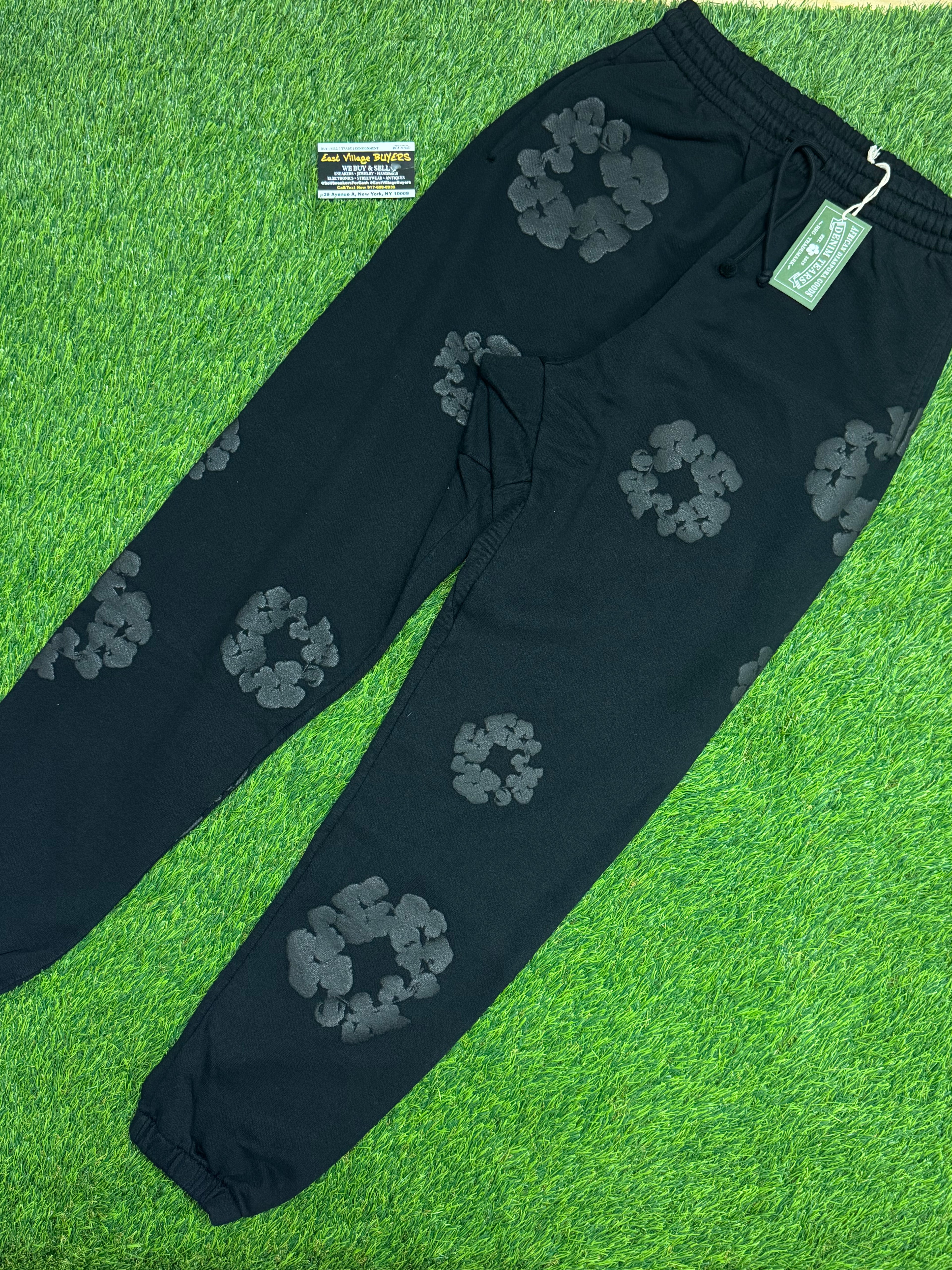 Denim Tears Cotton Wreath Cotton Sweatpants Black Monochrome