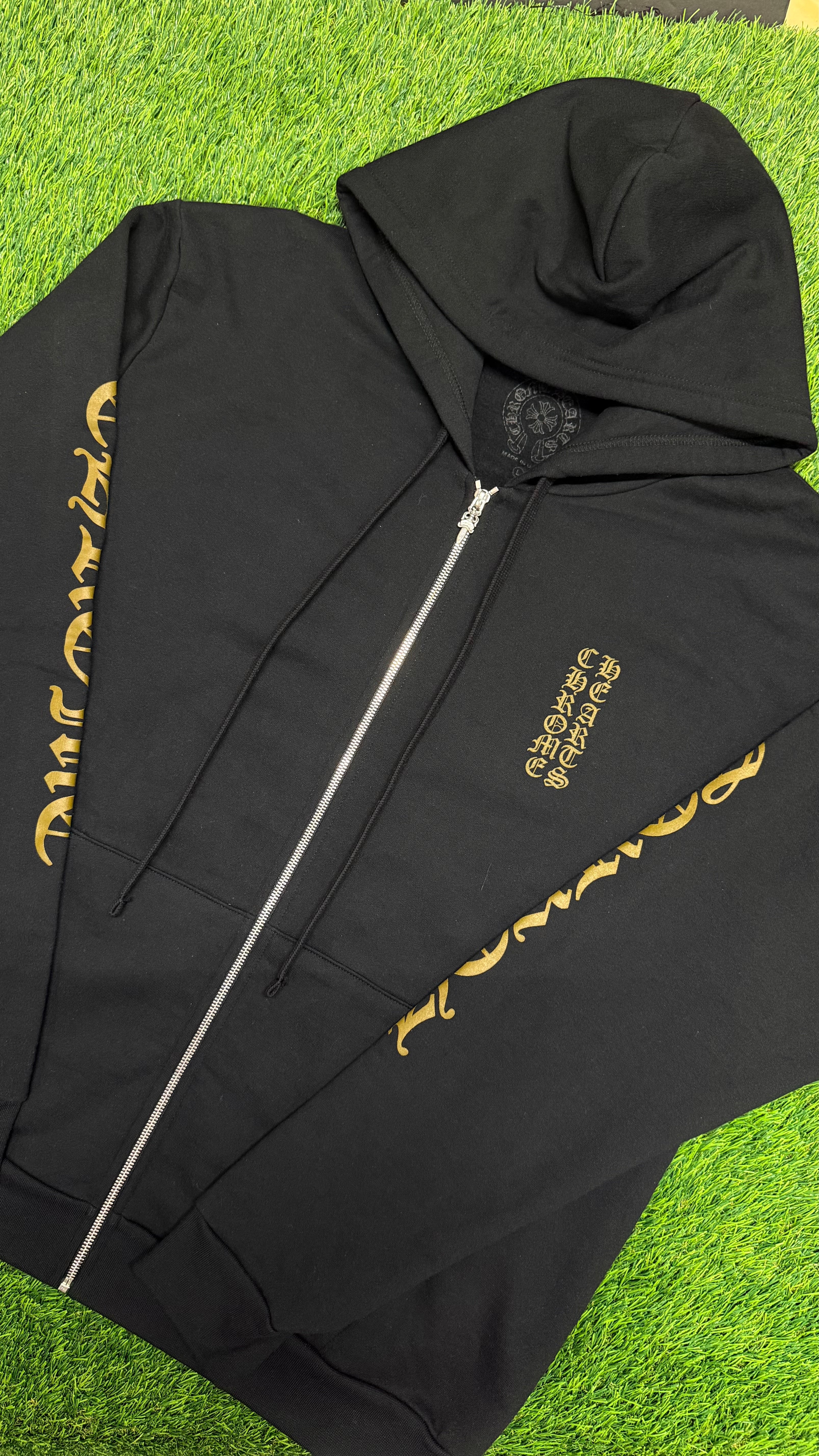 Chrome Hearts vertical logo zip-up hoodie