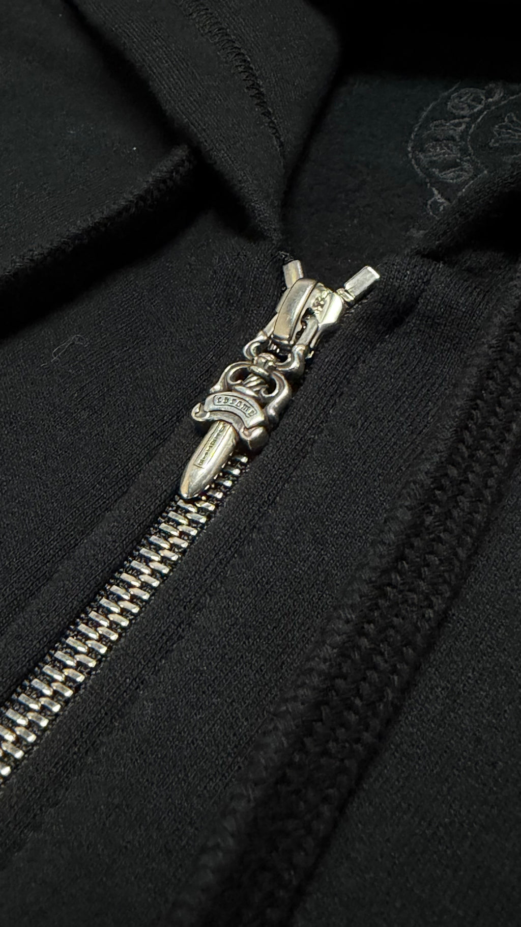 Chrome Hearts vertical logo zip-up hoodie