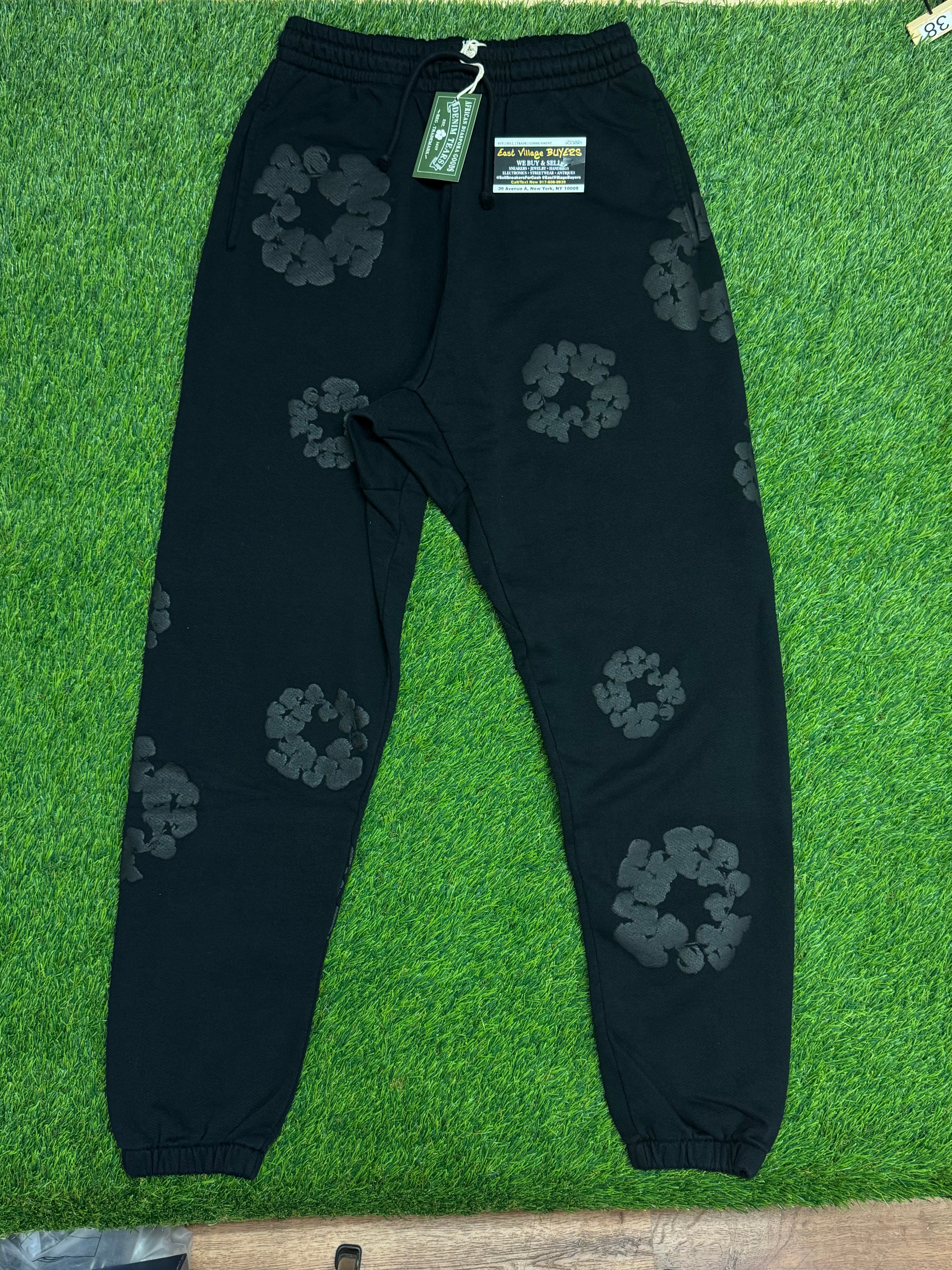 Denim Tears Cotton Wreath Cotton Sweatpants Black Monochrome