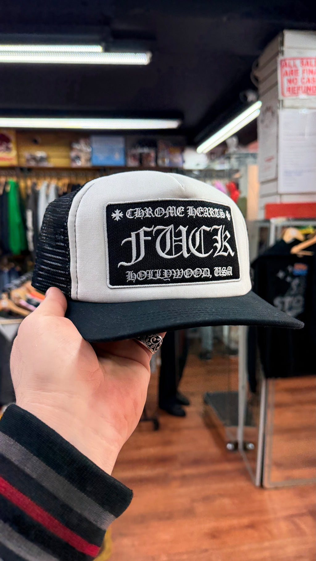 Chrome Hearts “FUCK” Trucker Hat in White