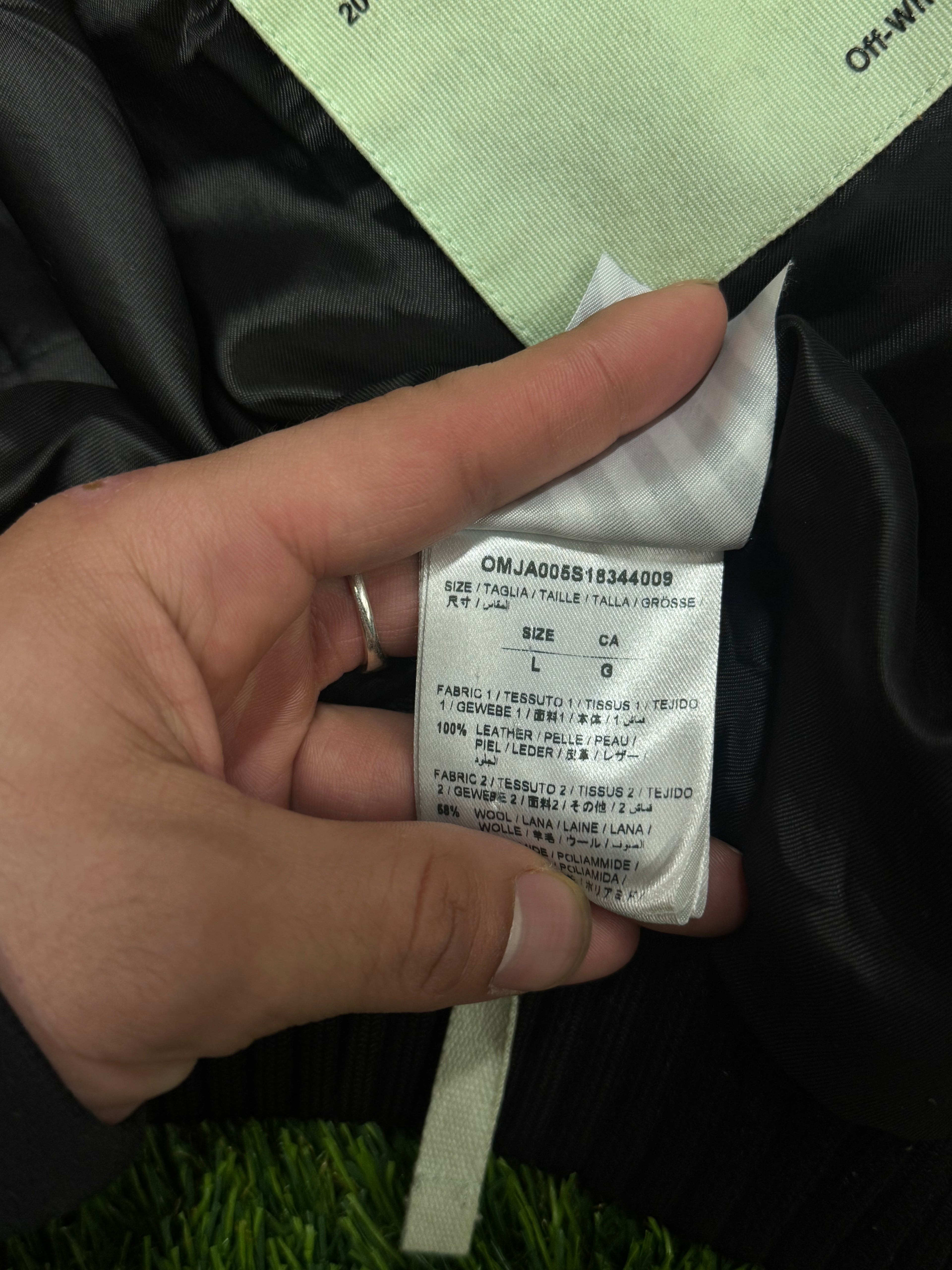 PRE OWNED - Off-White Temperature Eagle Patch Varsity Jacket