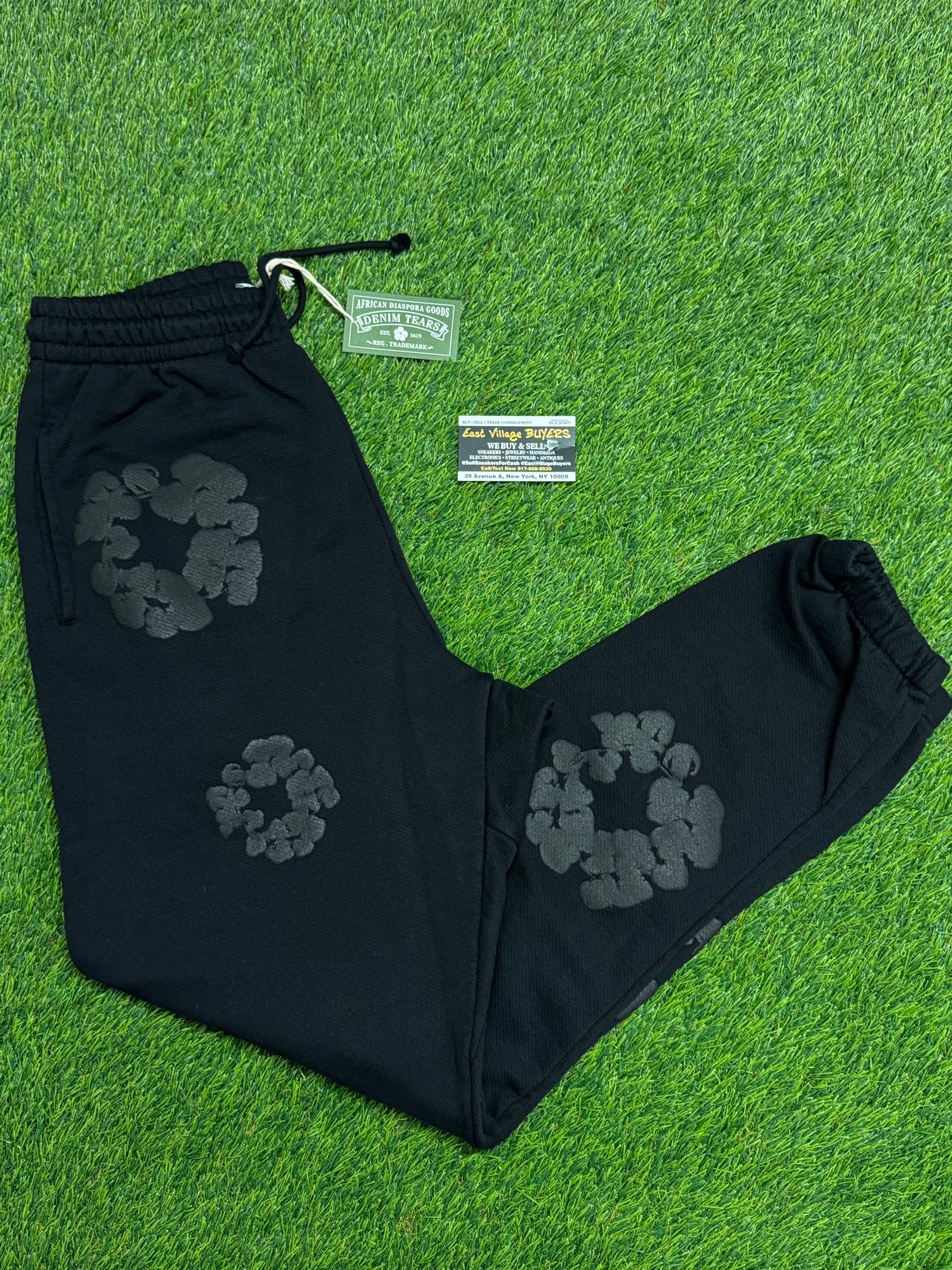 Denim Tears Cotton Wreath Cotton Sweatpants Black Monochrome