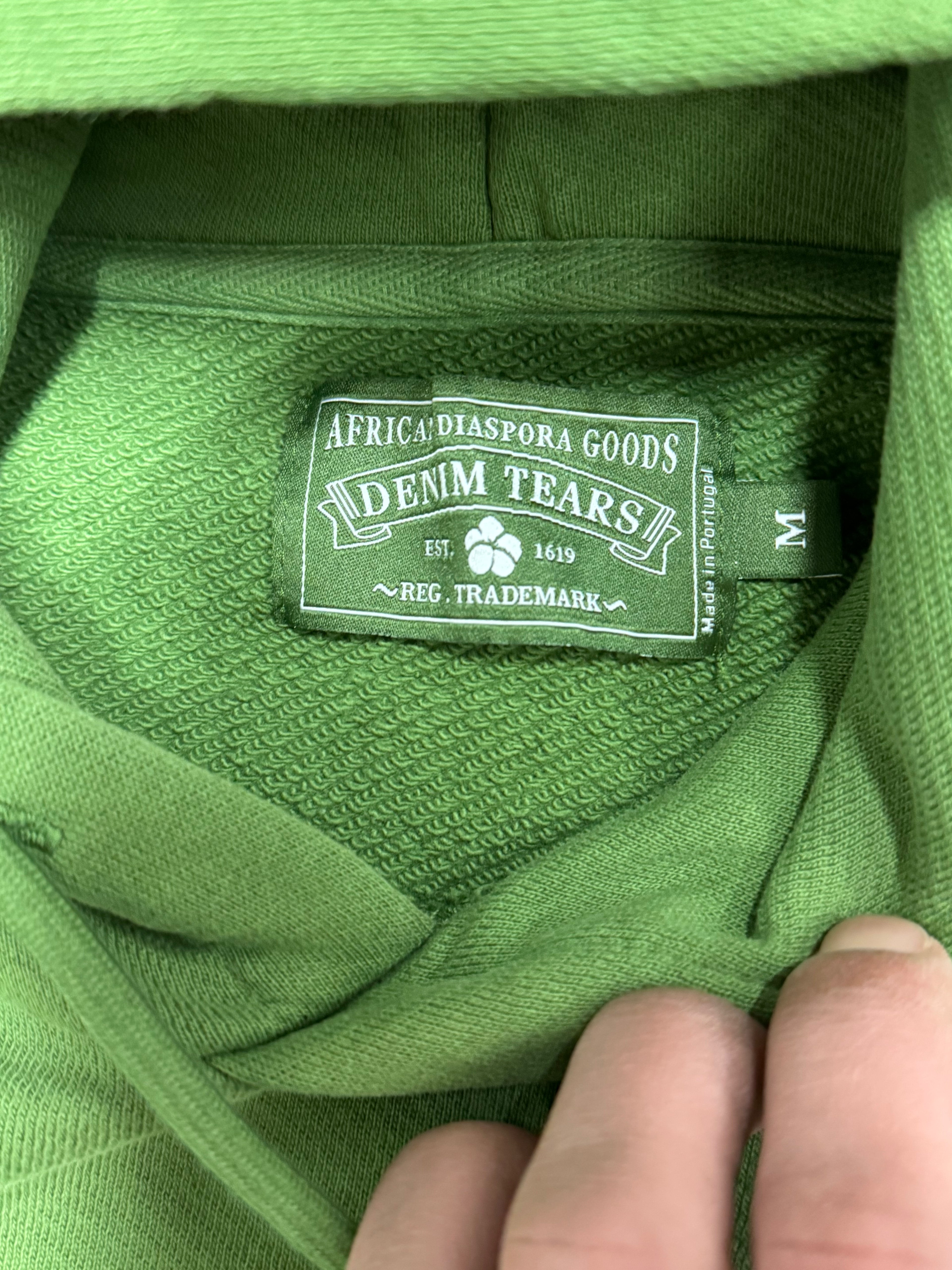 Denim Tears Cut Out Tears Hoodie in the Cactus Green