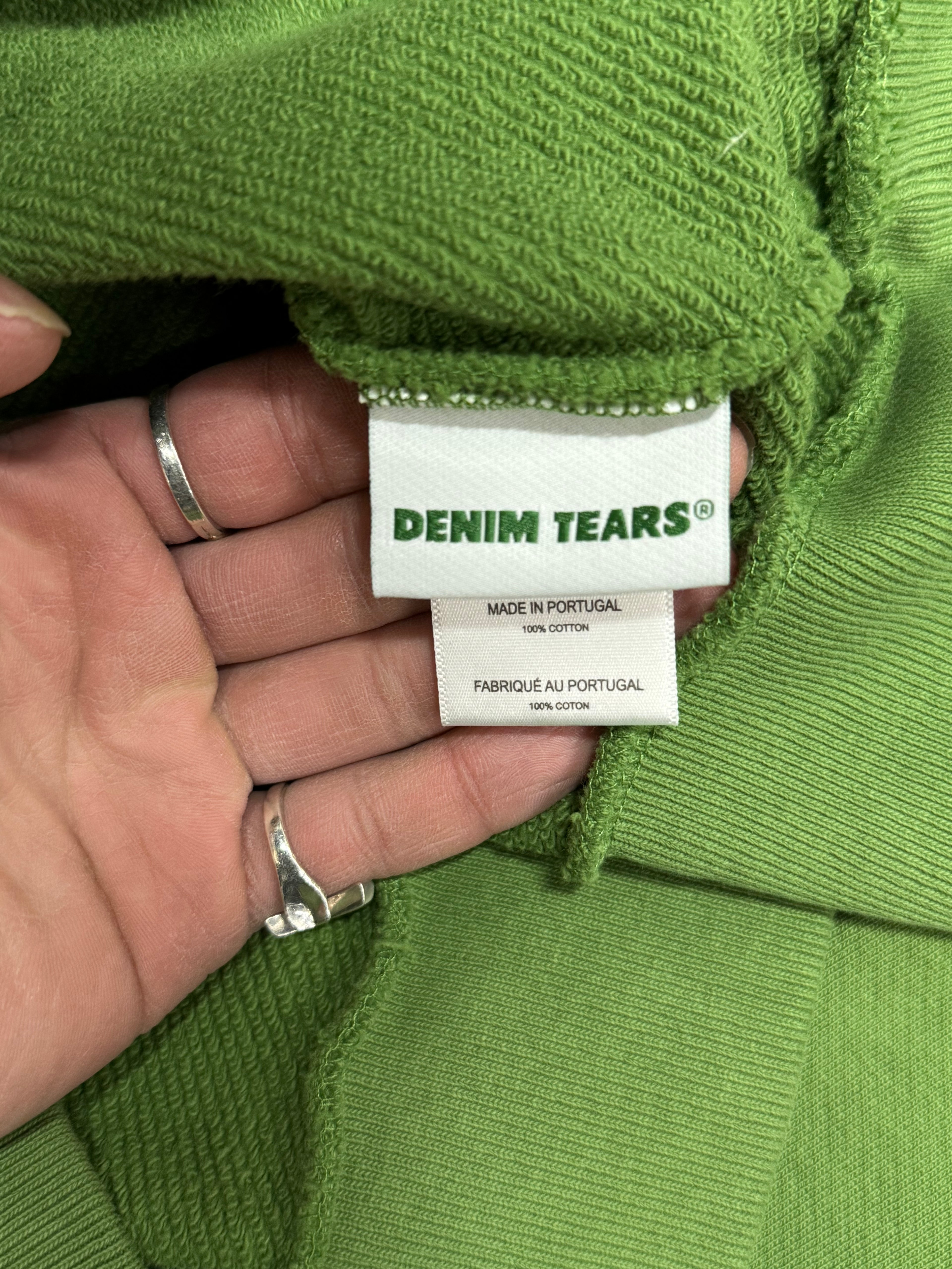 Denim Tears Cut Out Tears Hoodie in the Cactus Green