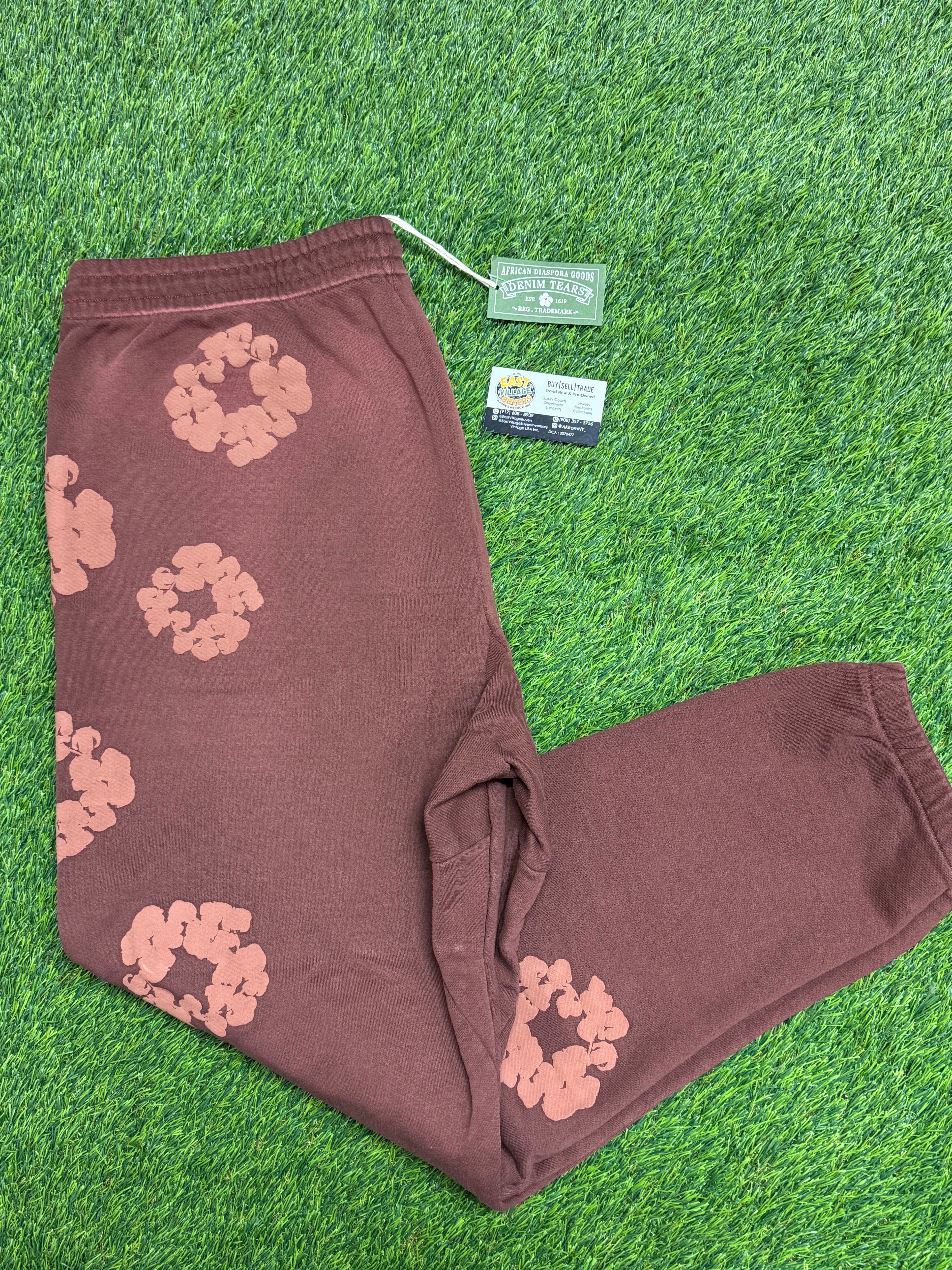 Denim Tears Mono Cotton Wreath sweatpants In Brown