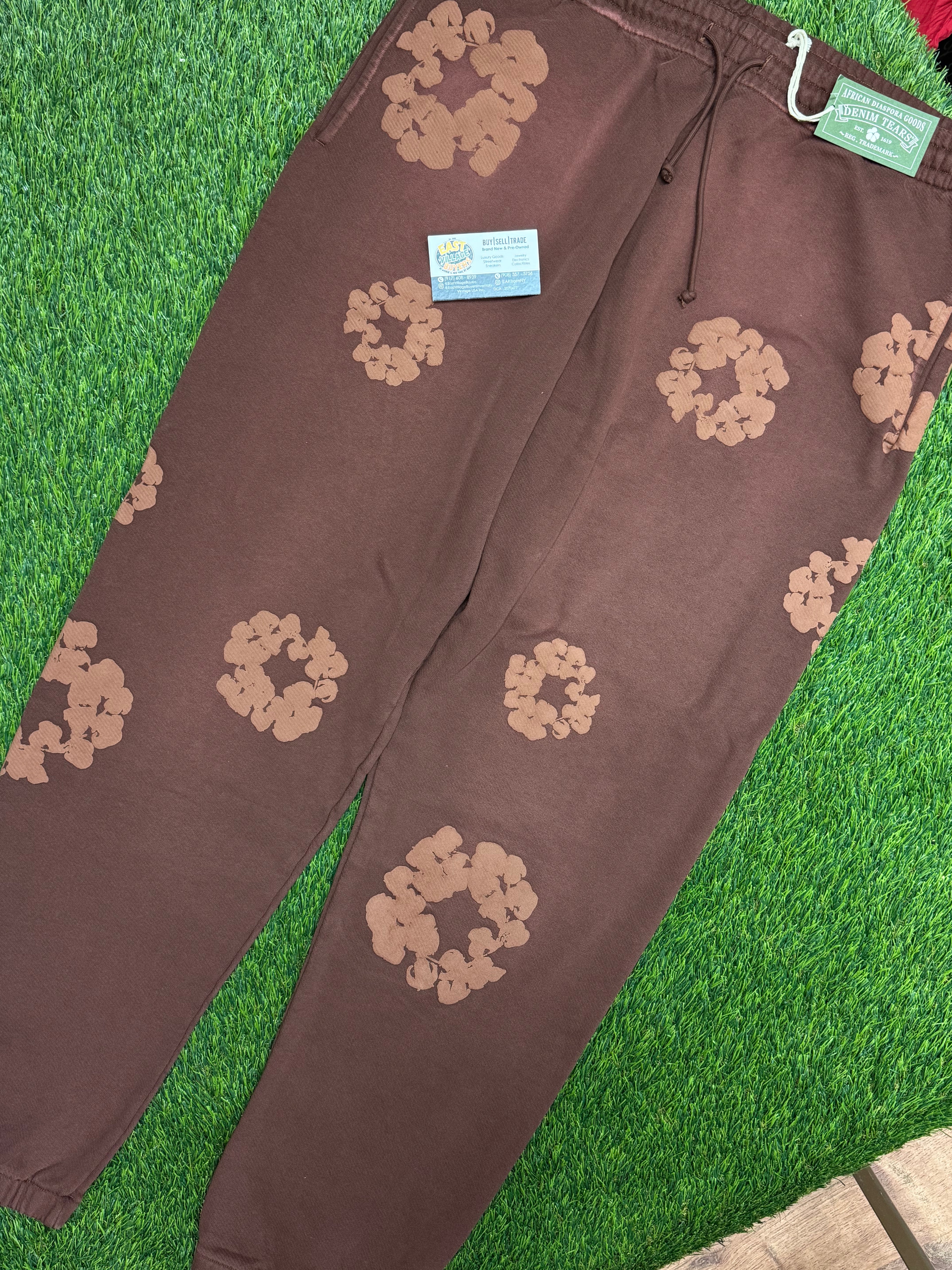 Denim Tears Mono Cotton Wreath sweatpants In Brown