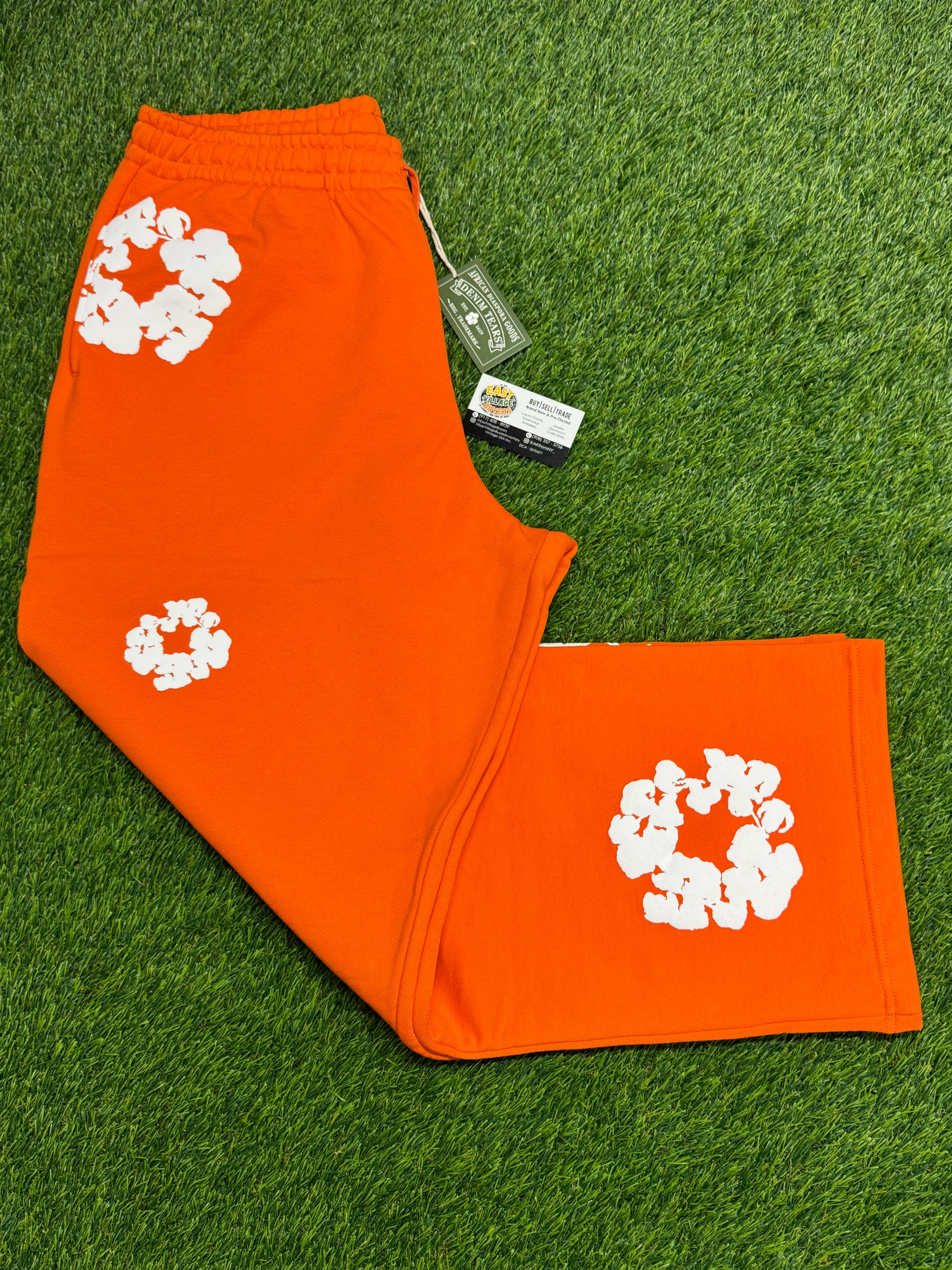 Denim Tears Cotton Wreath Baggy Sweatpants in Orange