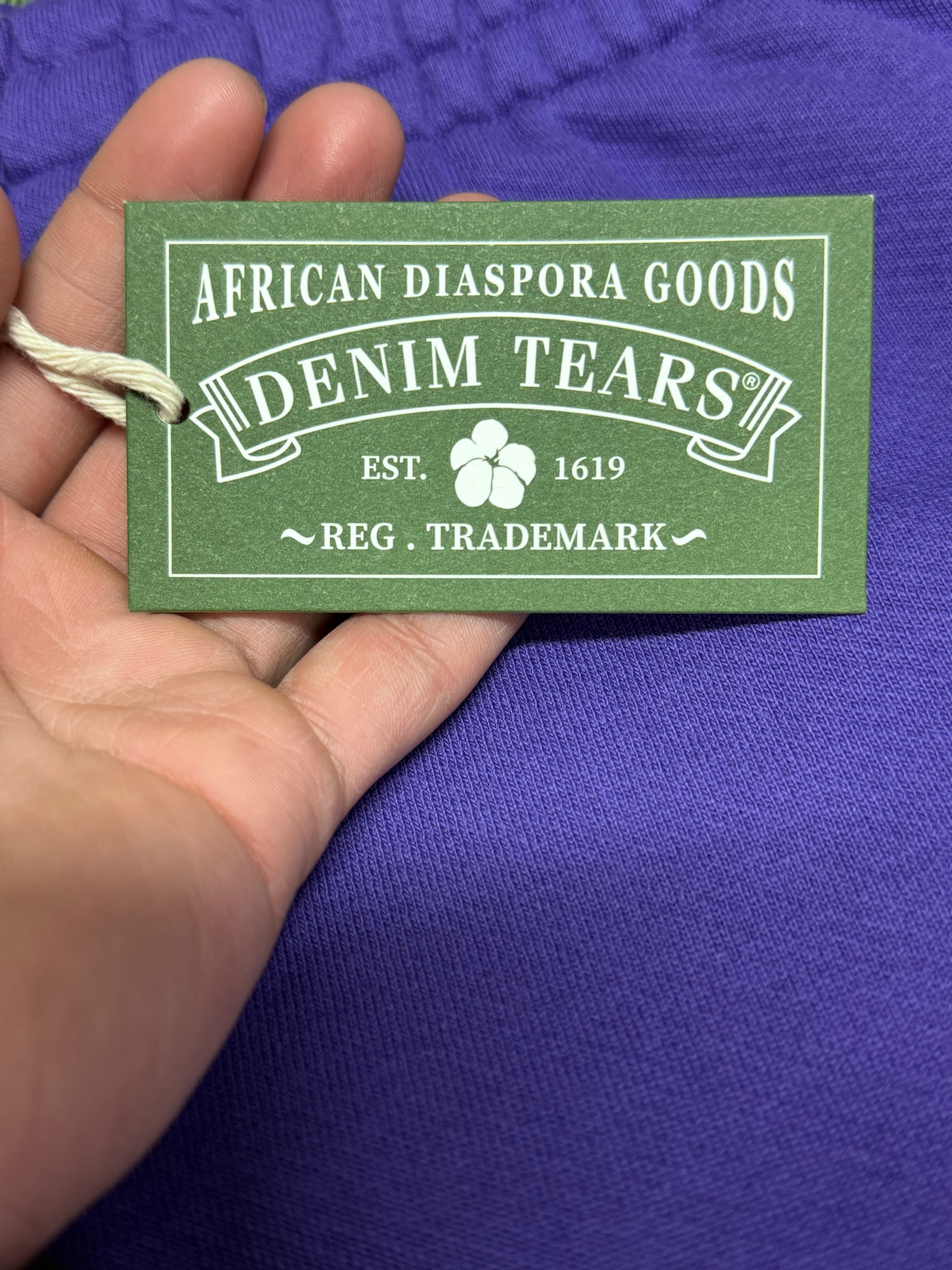 Denim Tears Cotton Wreath Baggy Sweatpants in Purple