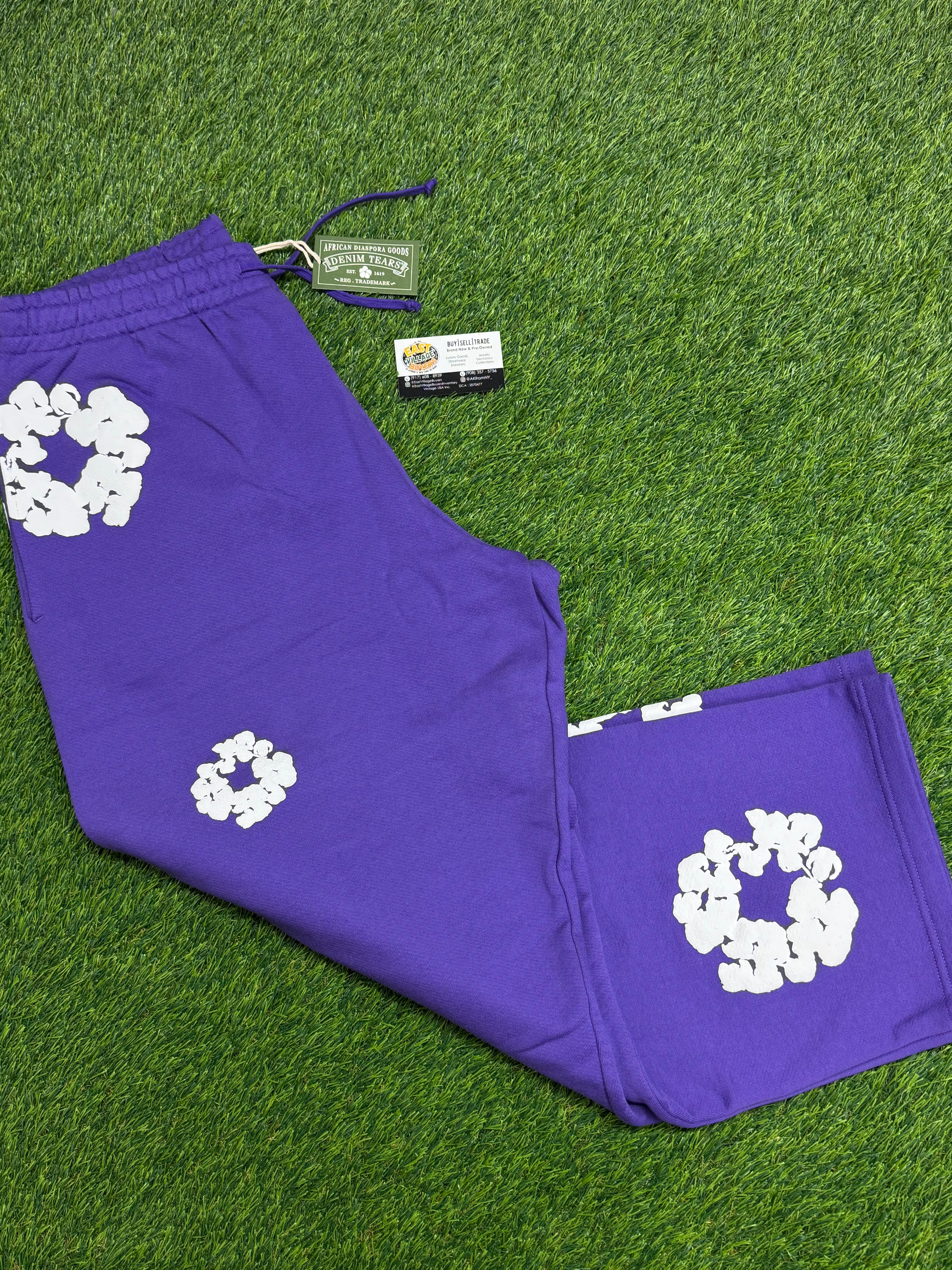 Denim Tears Cotton Wreath Baggy Sweatpants in Purple