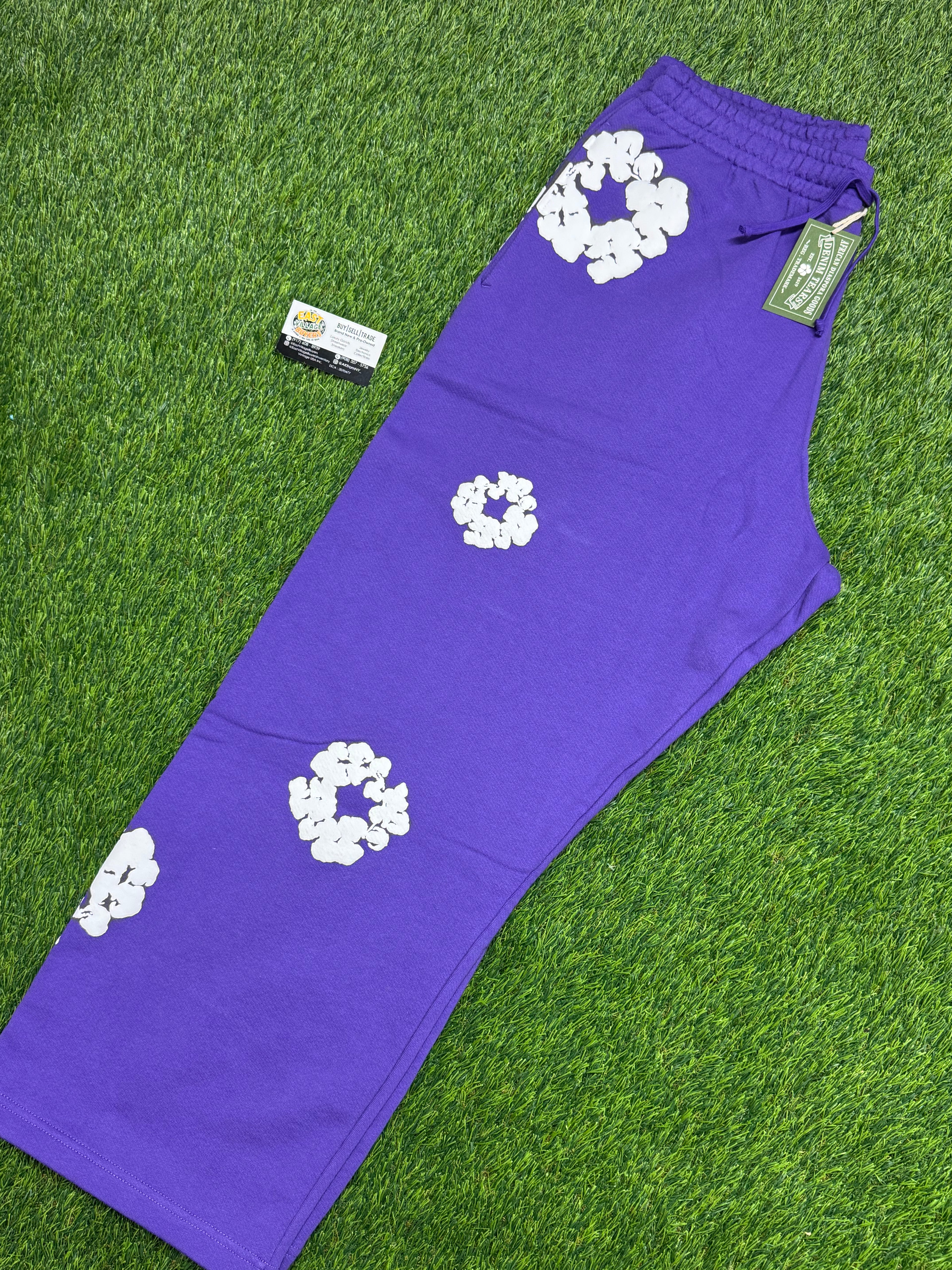 Denim Tears Cotton Wreath Baggy Sweatpants in Purple