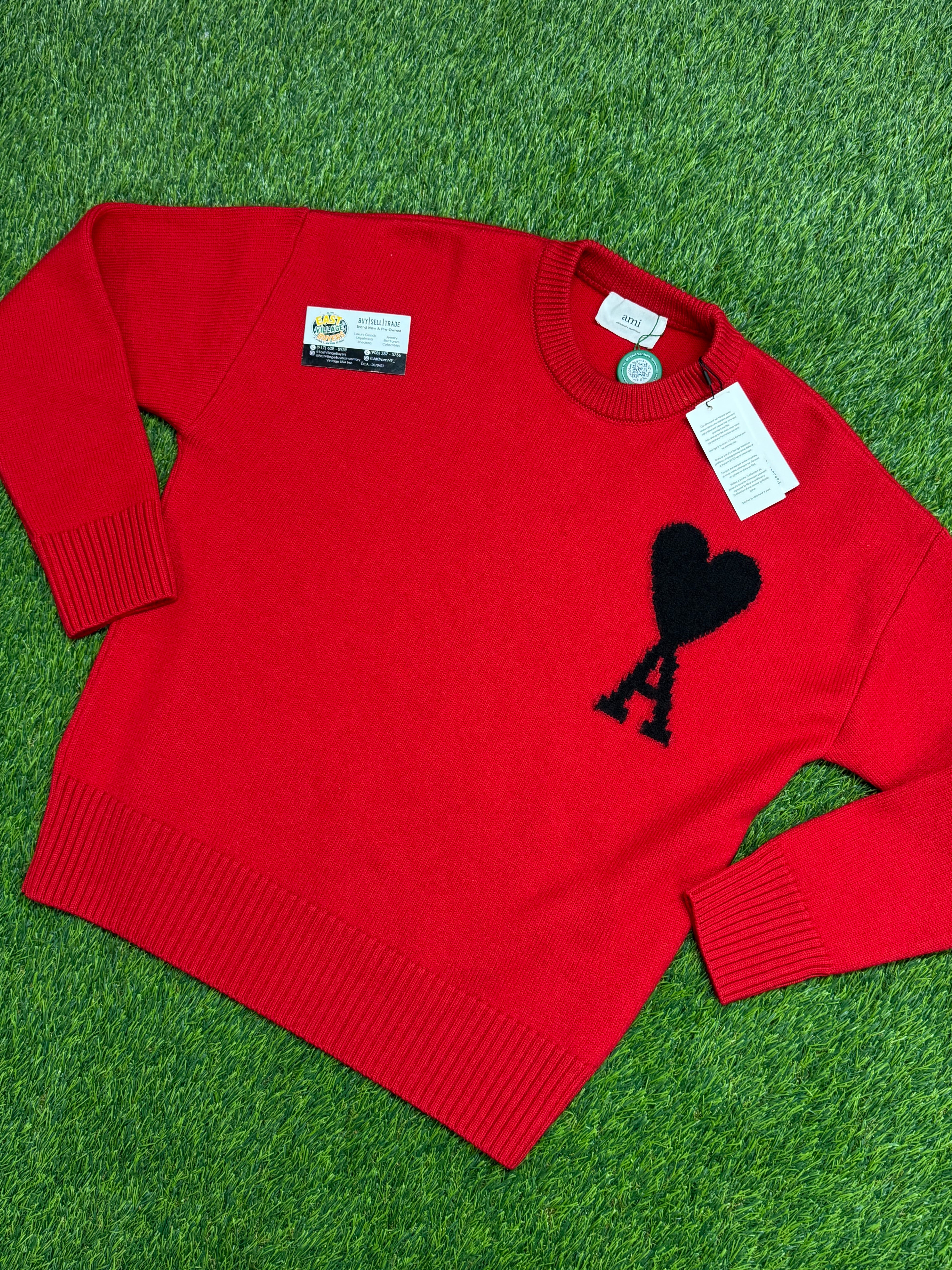AMI Paris Ami de Coeur virgin wool sweater in red