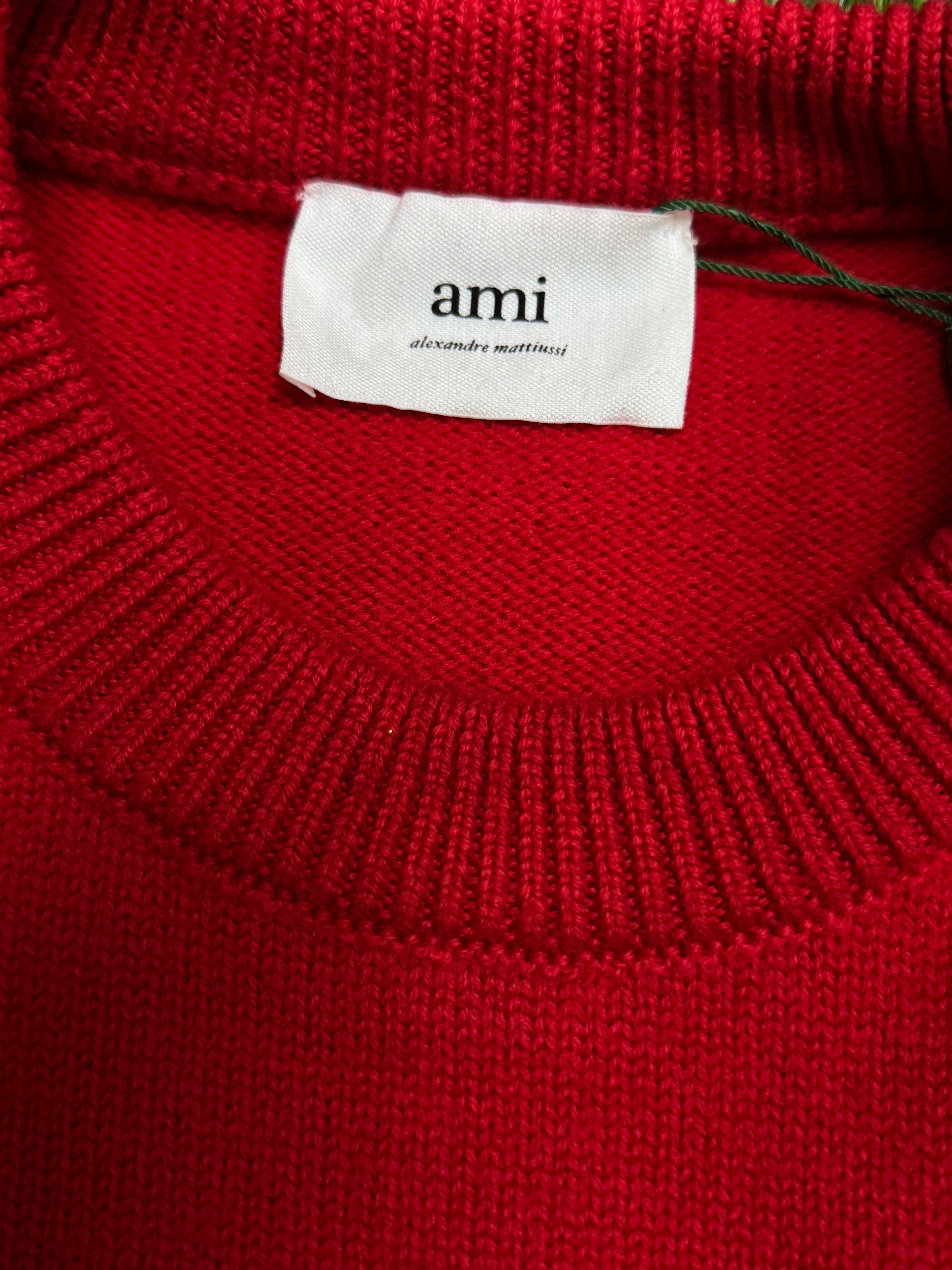 AMI Paris Ami de Coeur virgin wool sweater in red