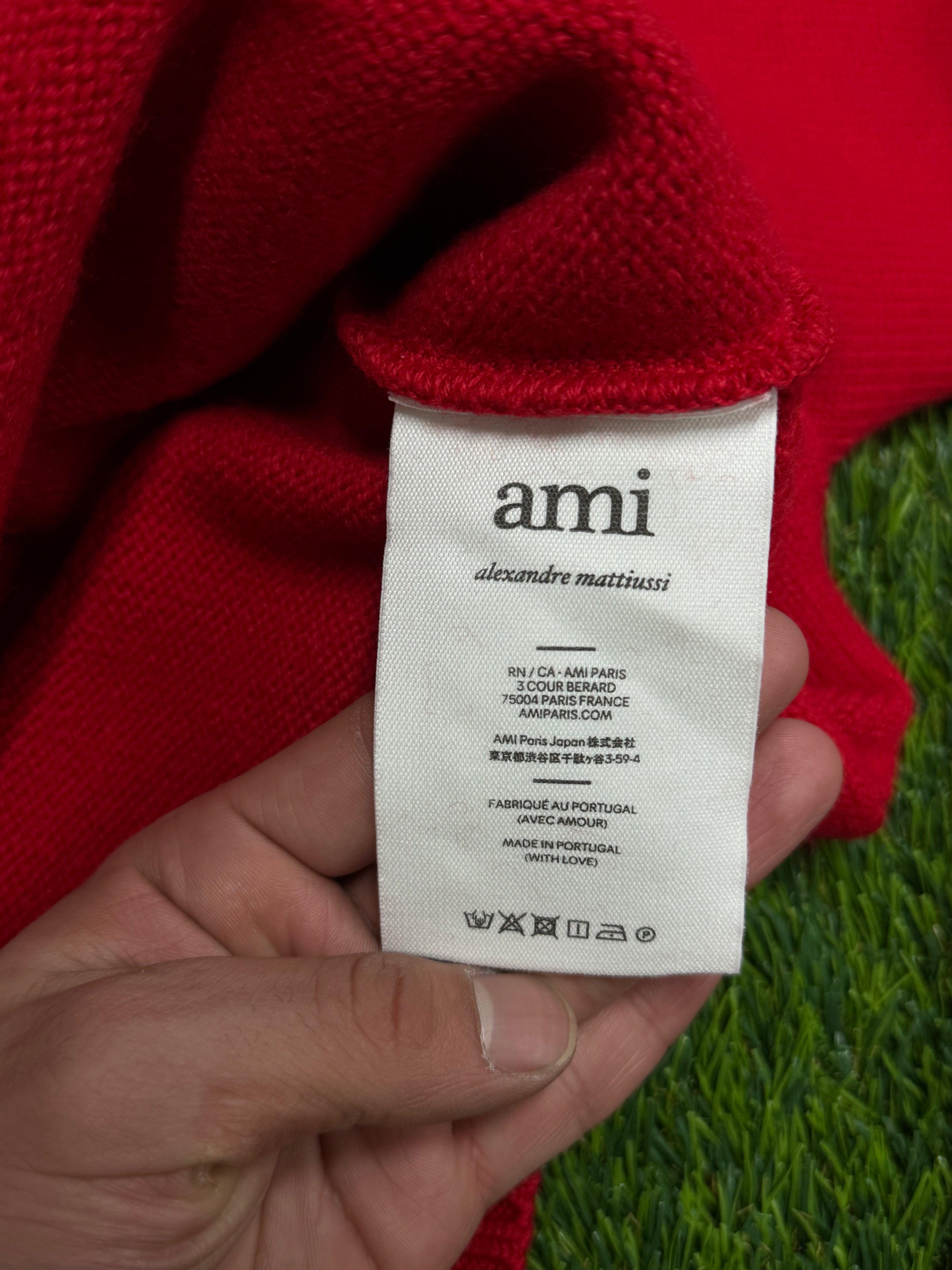AMI Paris Ami de Coeur virgin wool sweater in red