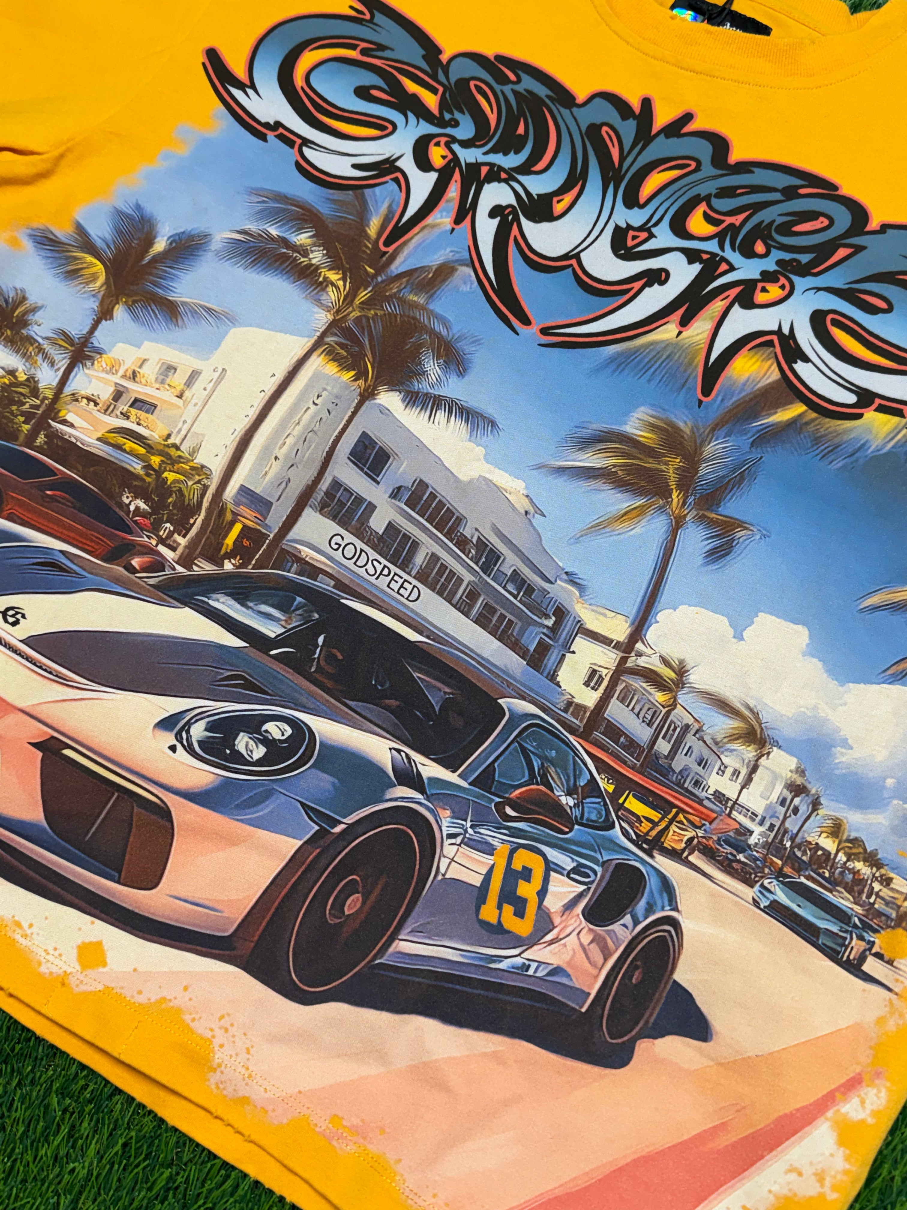 Godspeed Car Meet Miami T-shirt in yellow