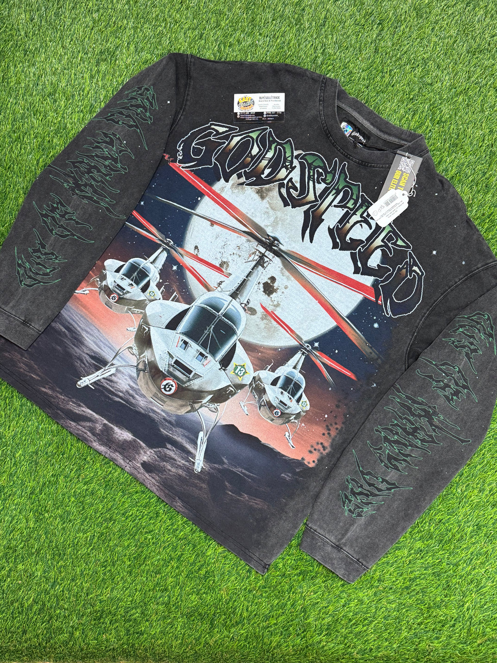 Godspeed New York Airstrike Long Sleeve shirt in washed grey