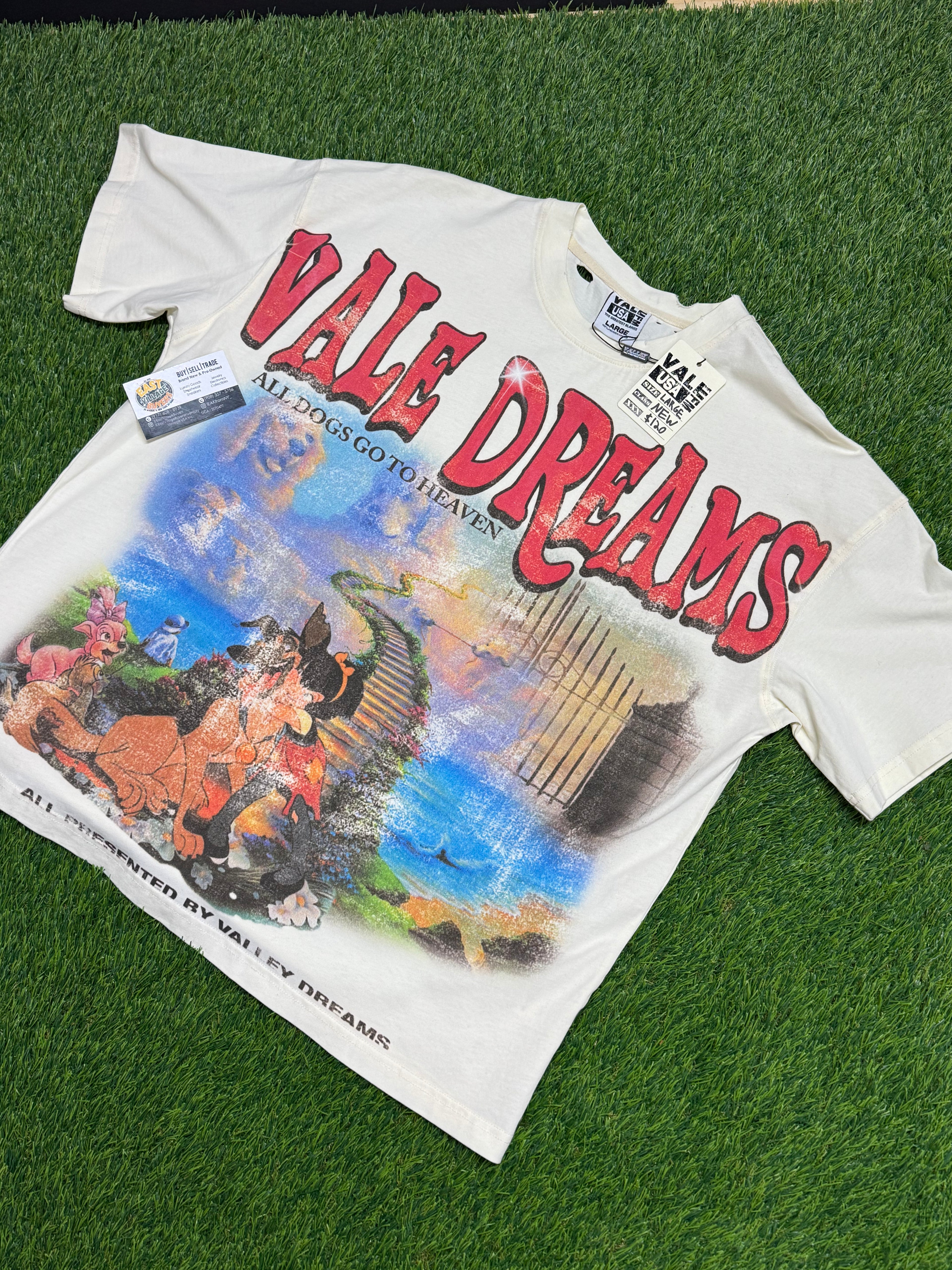 Vale Forever All Dogs Go To Heaven T-Shirt in Cream