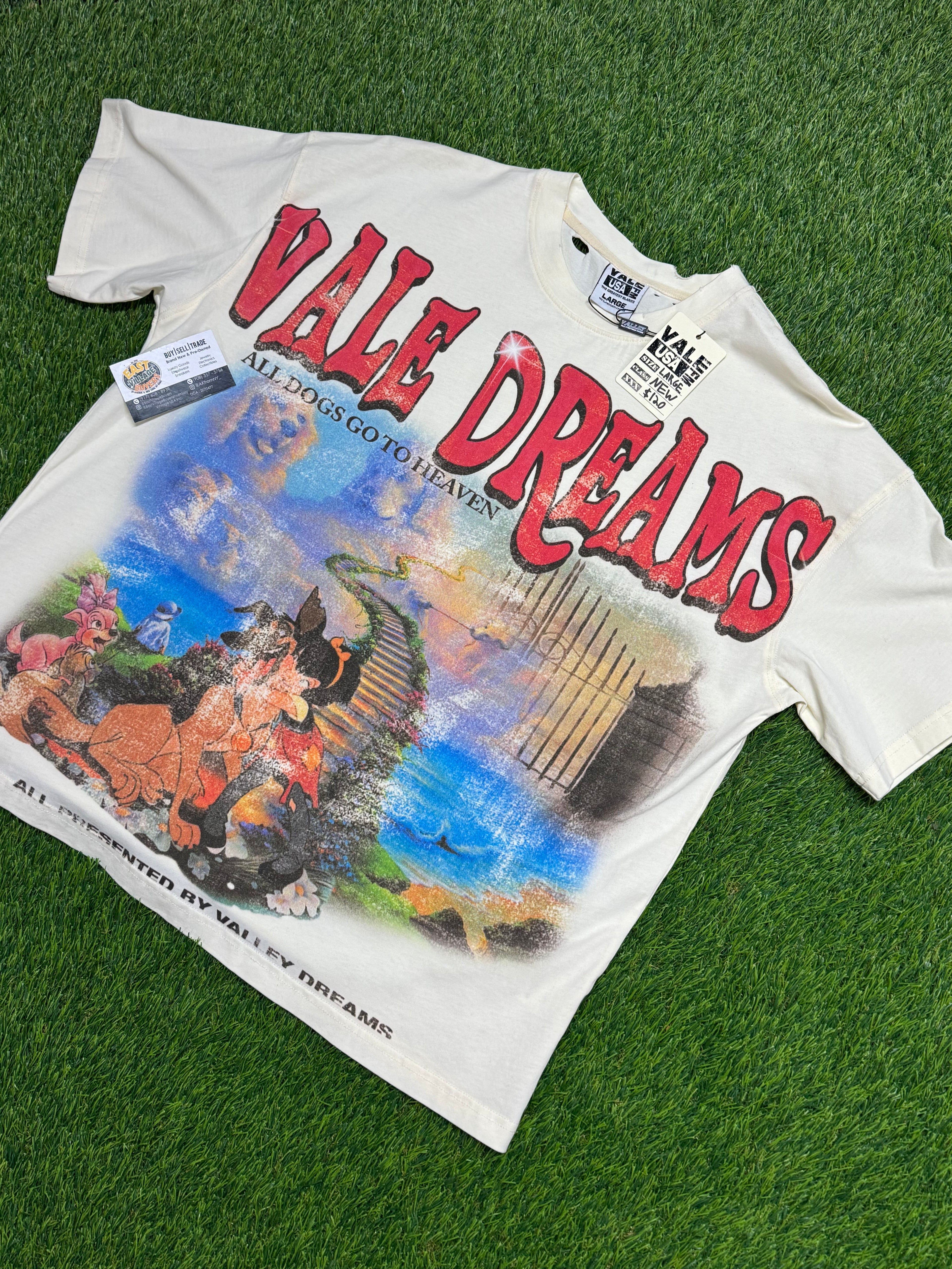 Vale Forever All Dogs Go To Heaven T-Shirt in Cream