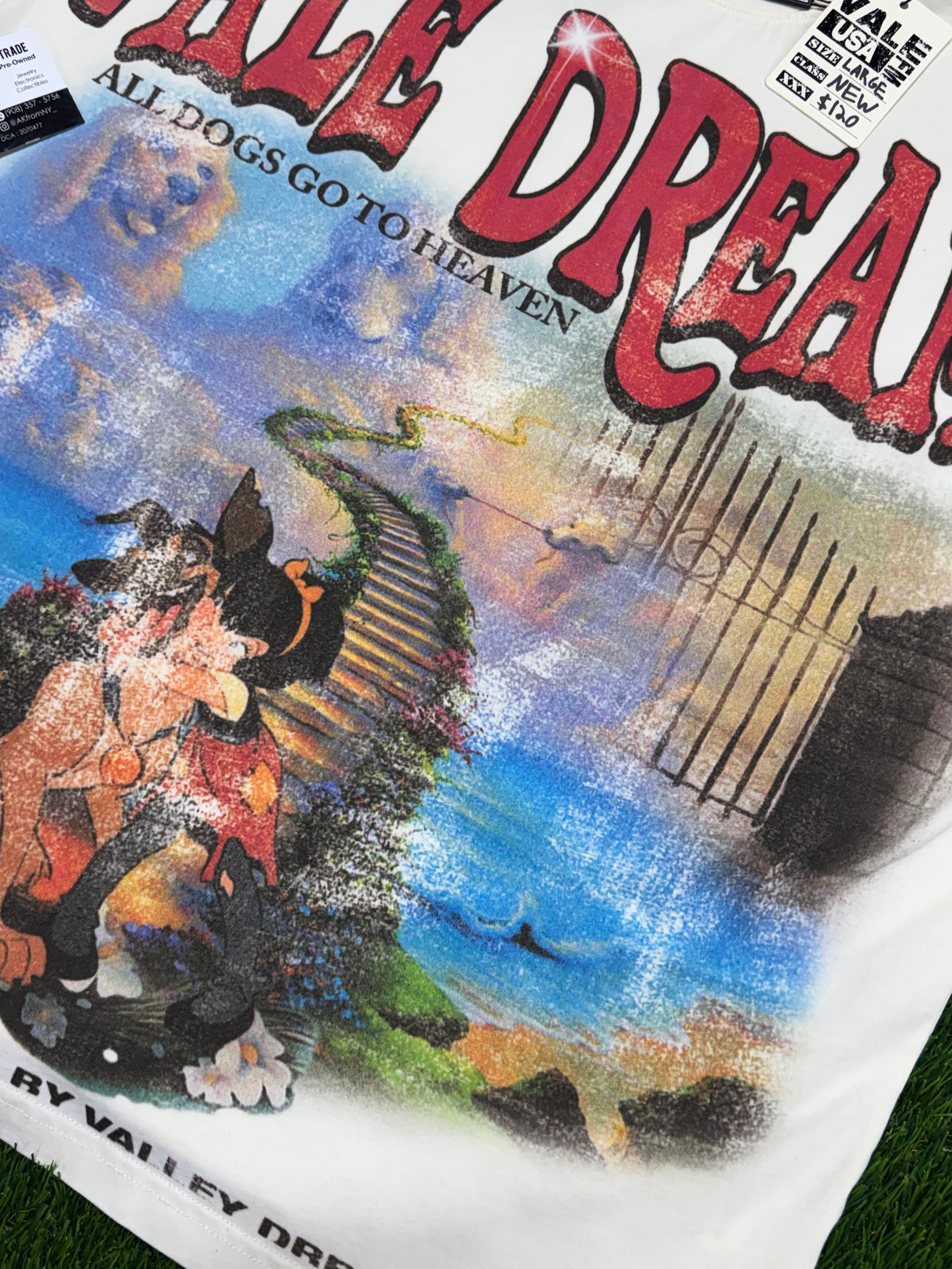 Vale Forever All Dogs Go To Heaven T-Shirt in Cream