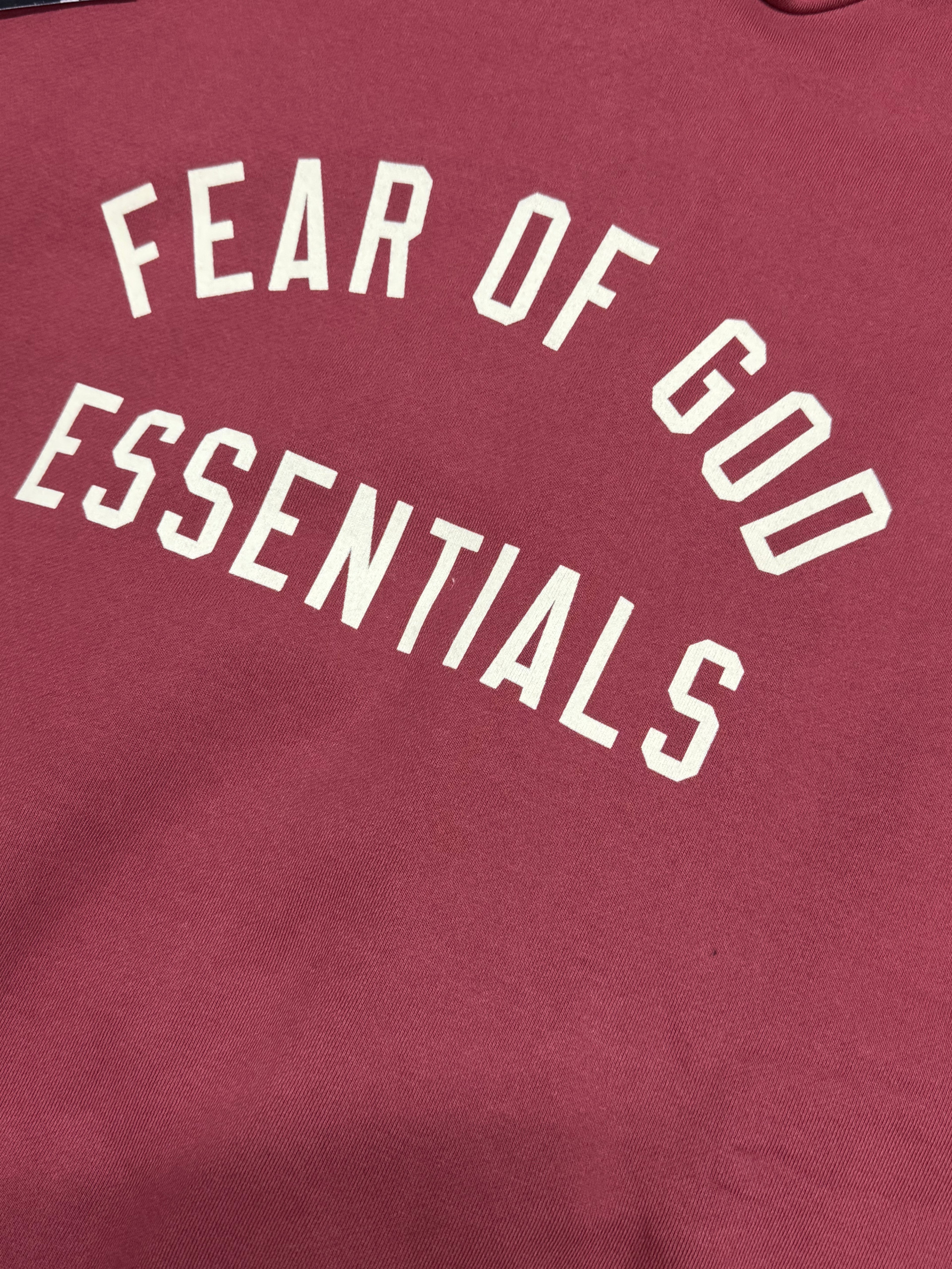 Essentials Fear Of God Fleece Hoodie in Crimson