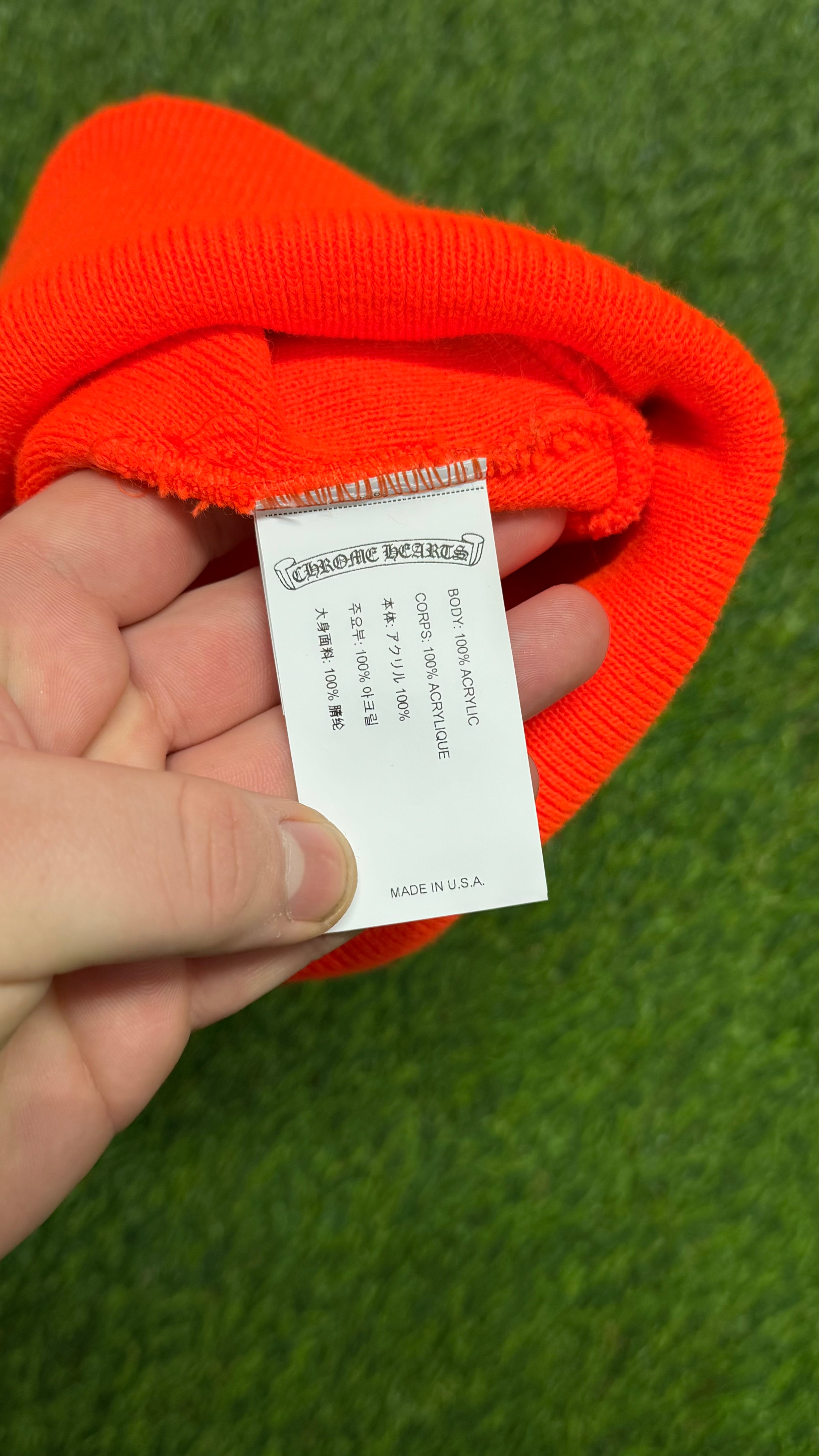 Chrome Hearts CH Logo Beanie in Safety Orange