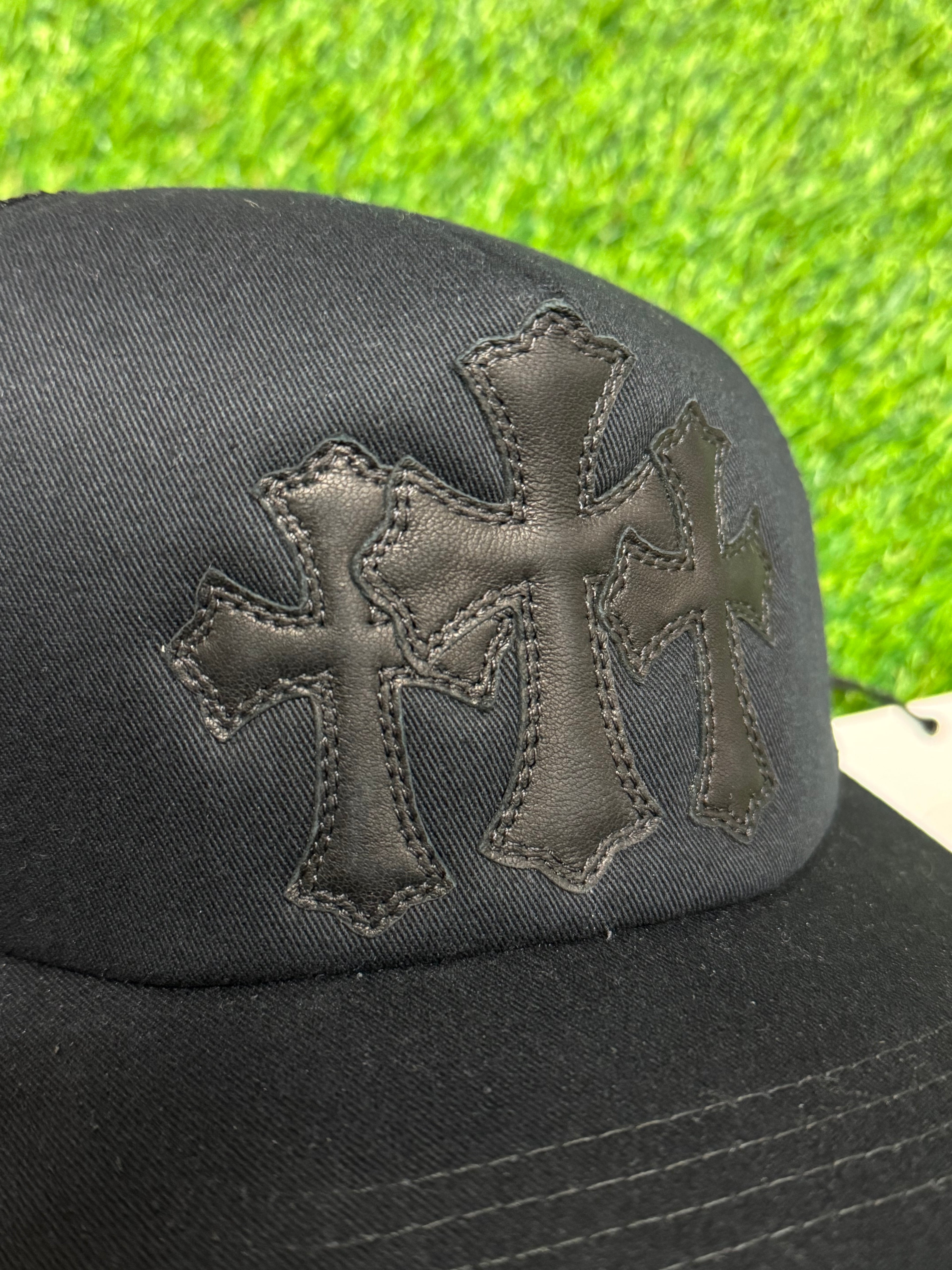Chrome Hearts Triple Cross Cemetery Trucker Hat in Black
