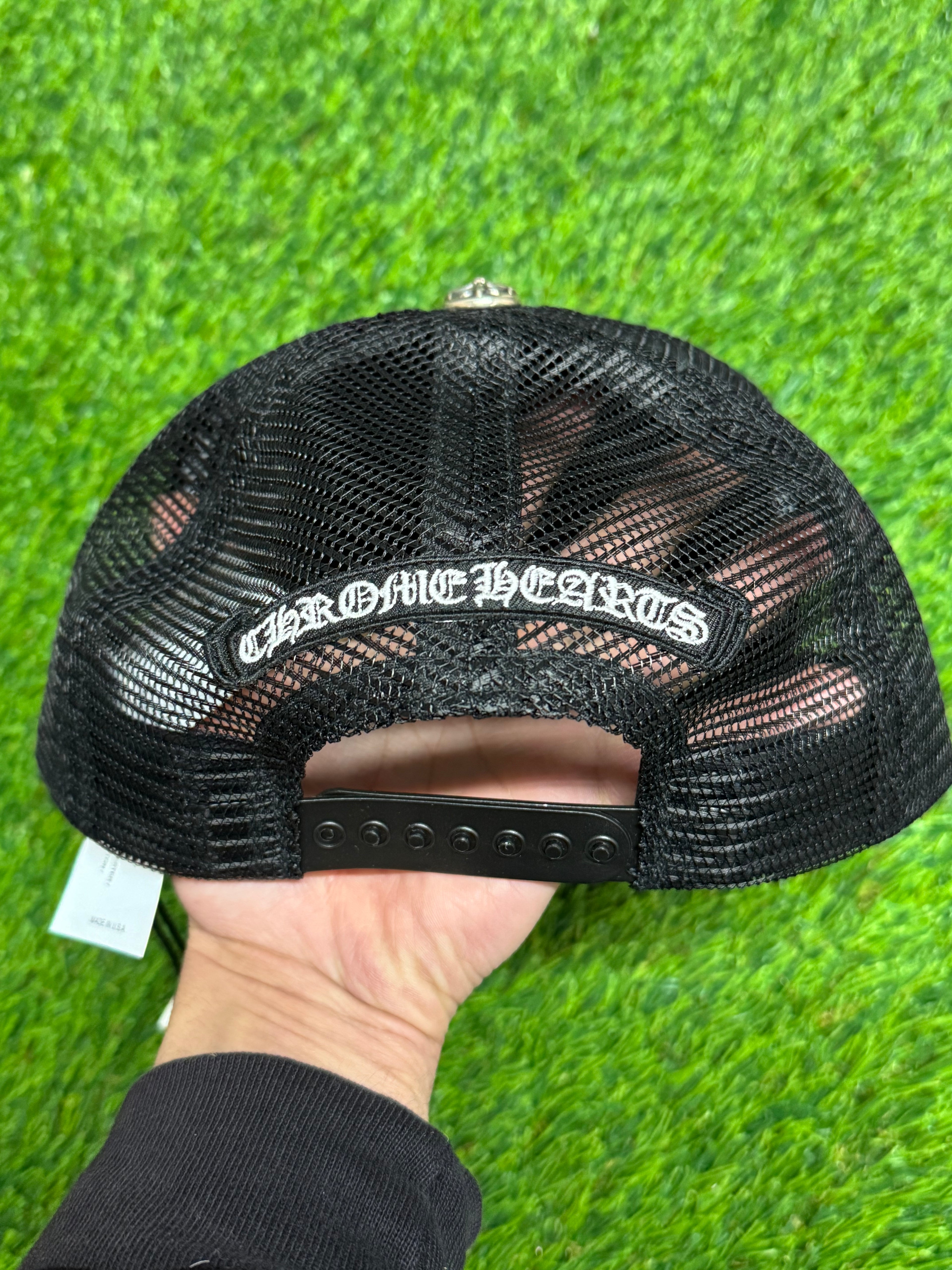 Chrome Hearts Triple Cross Cemetery Trucker Hat in Black