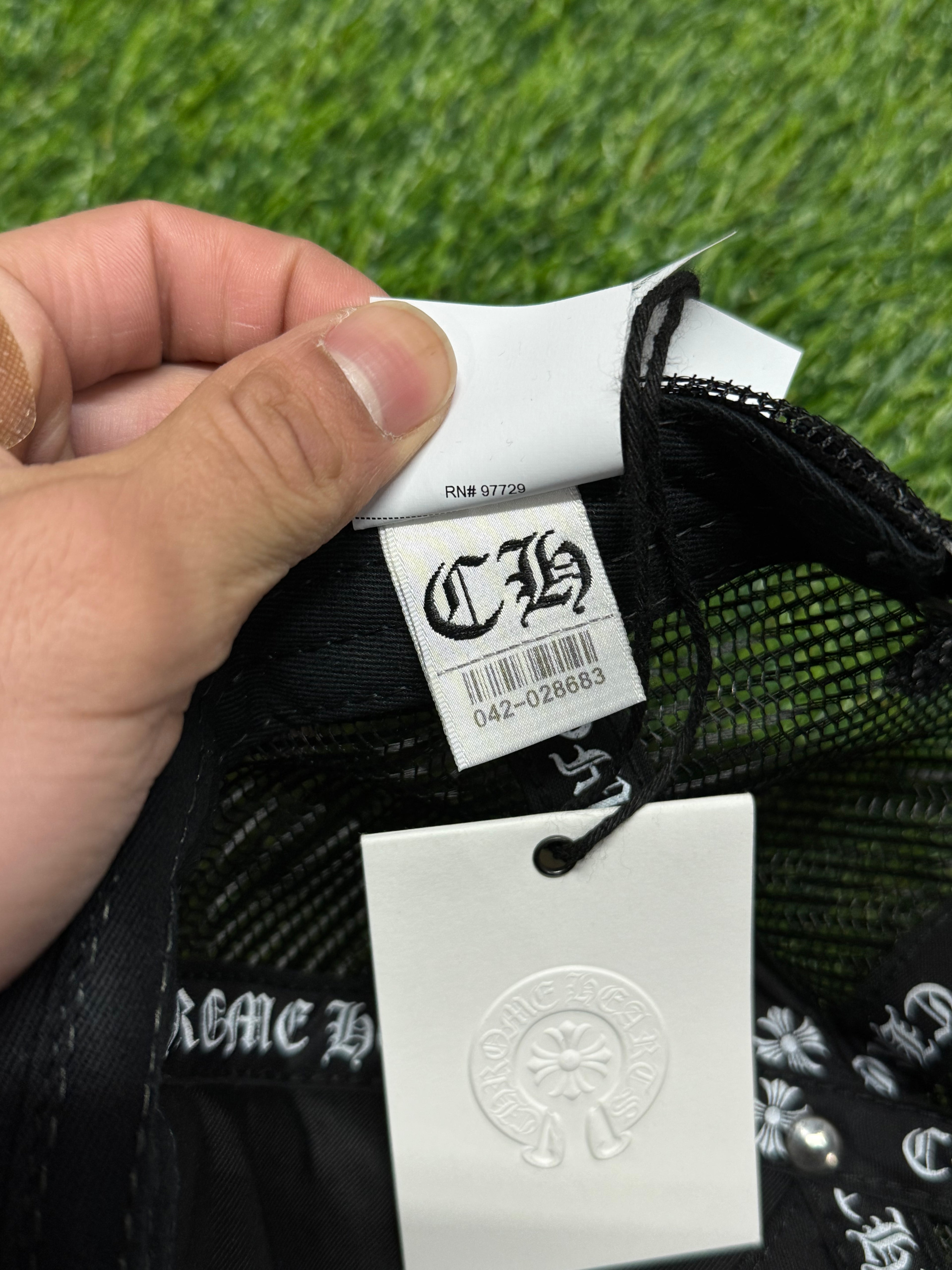 Chrome Hearts Triple Cross Cemetery Trucker Hat in Black