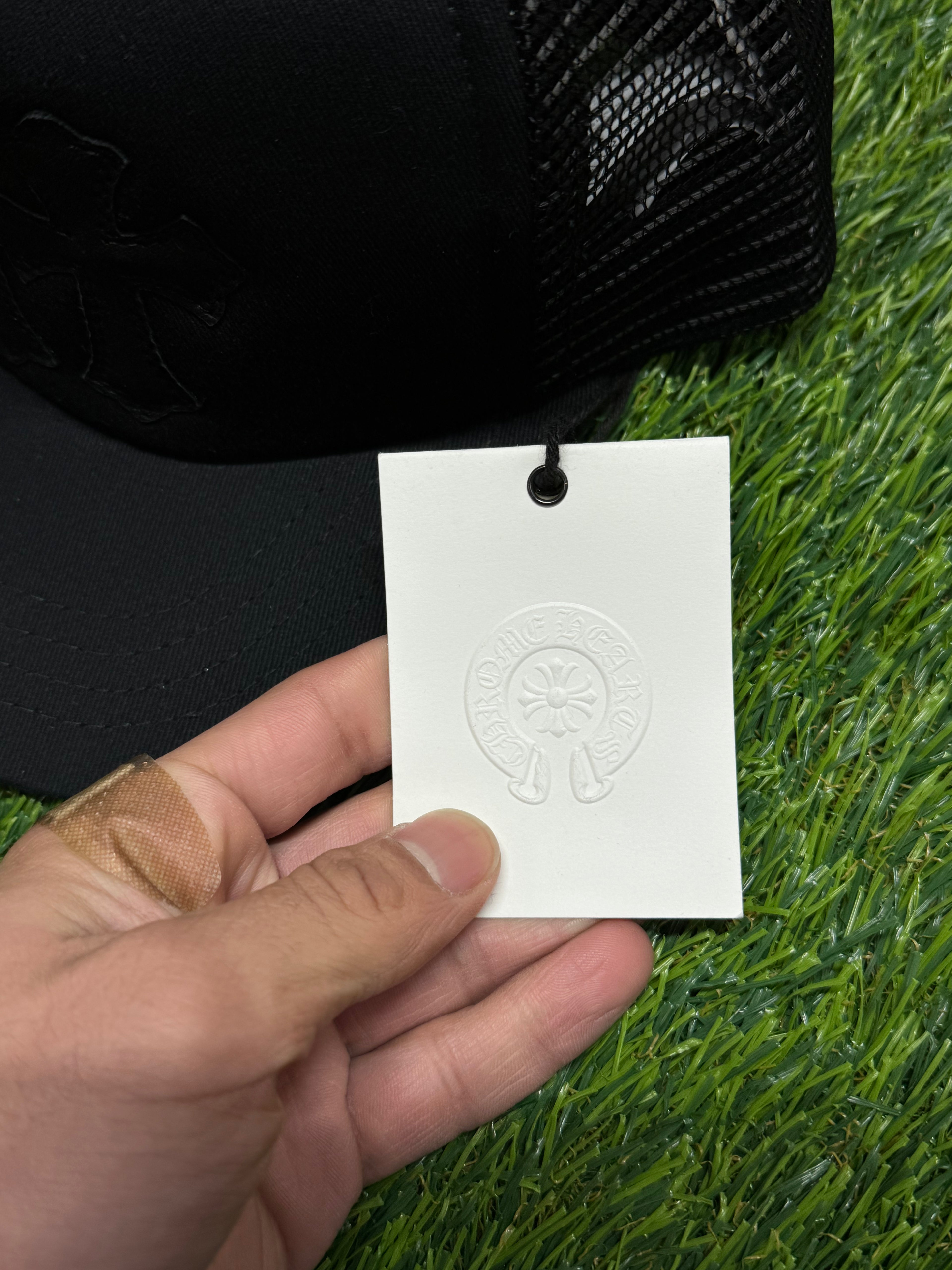 Chrome Hearts Triple Cross Cemetery Trucker Hat in Black