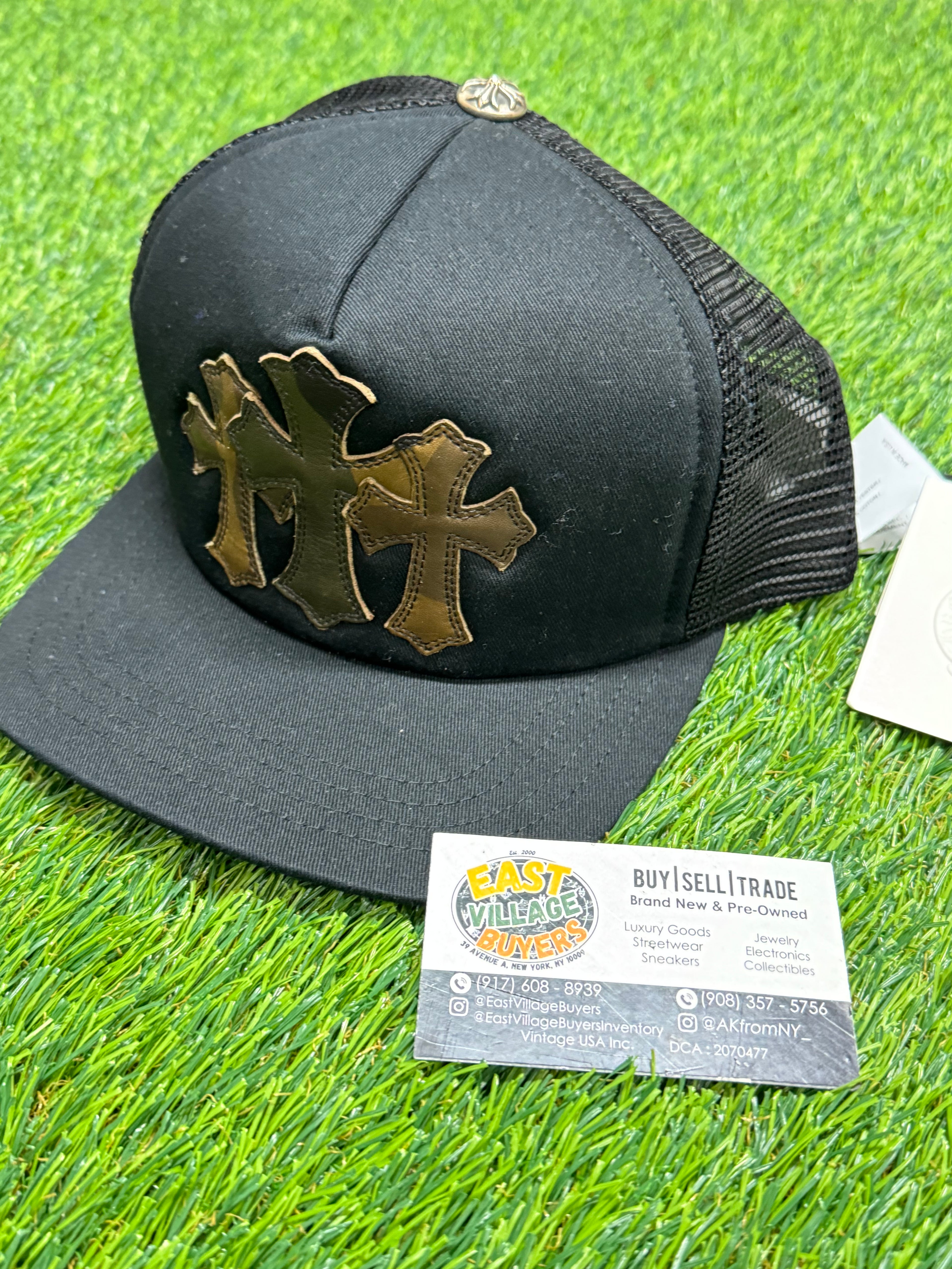 Chrome Hearts Triple Camo Cross Cemetery Trucker Hat in black