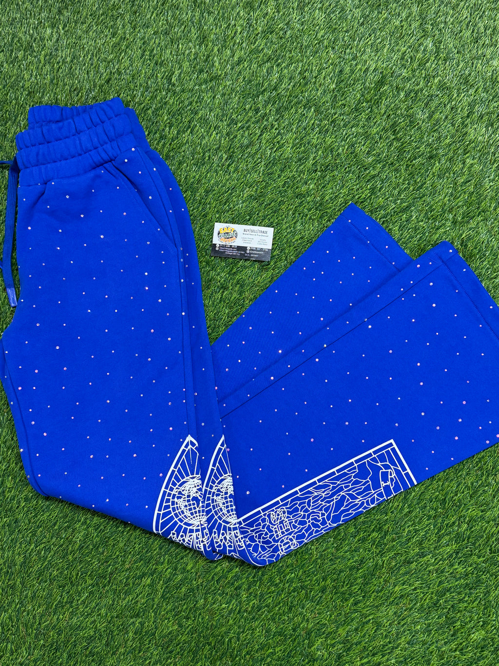 Who Decides War Rhinestone Sweatpants In Blue