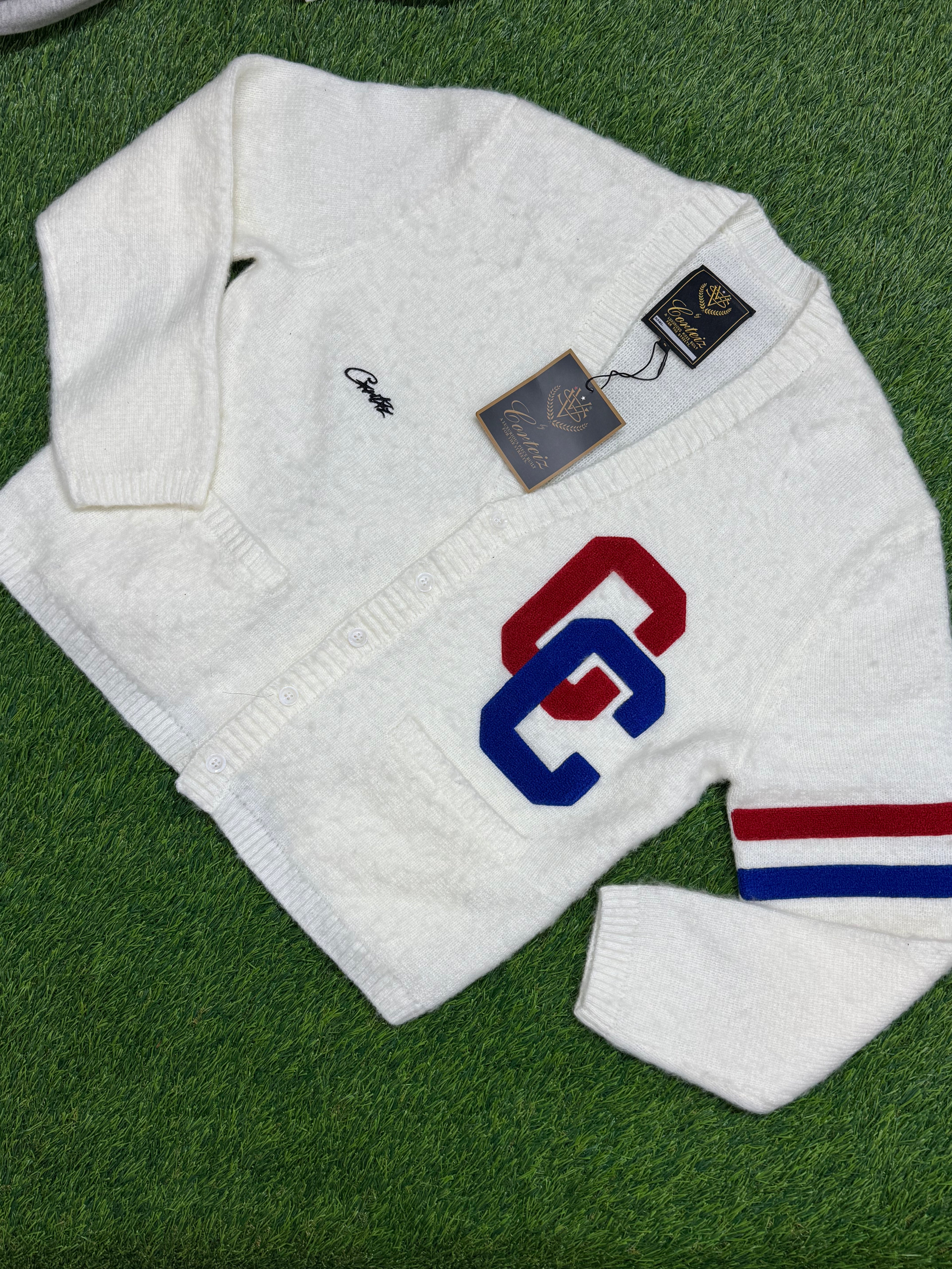 Corteiz College Knitwear Cardigan in Cream