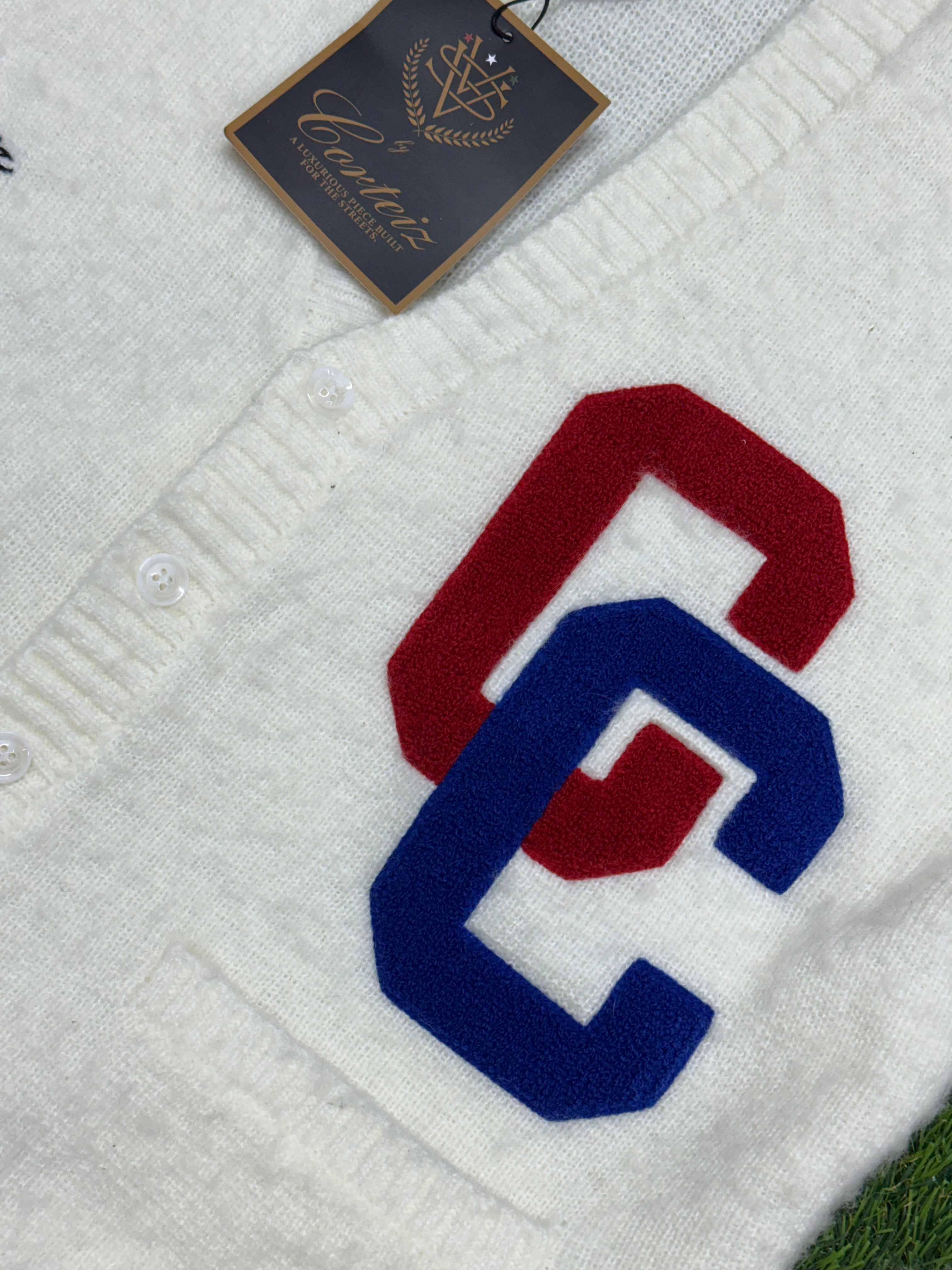 Corteiz College Knitwear Cardigan in Cream