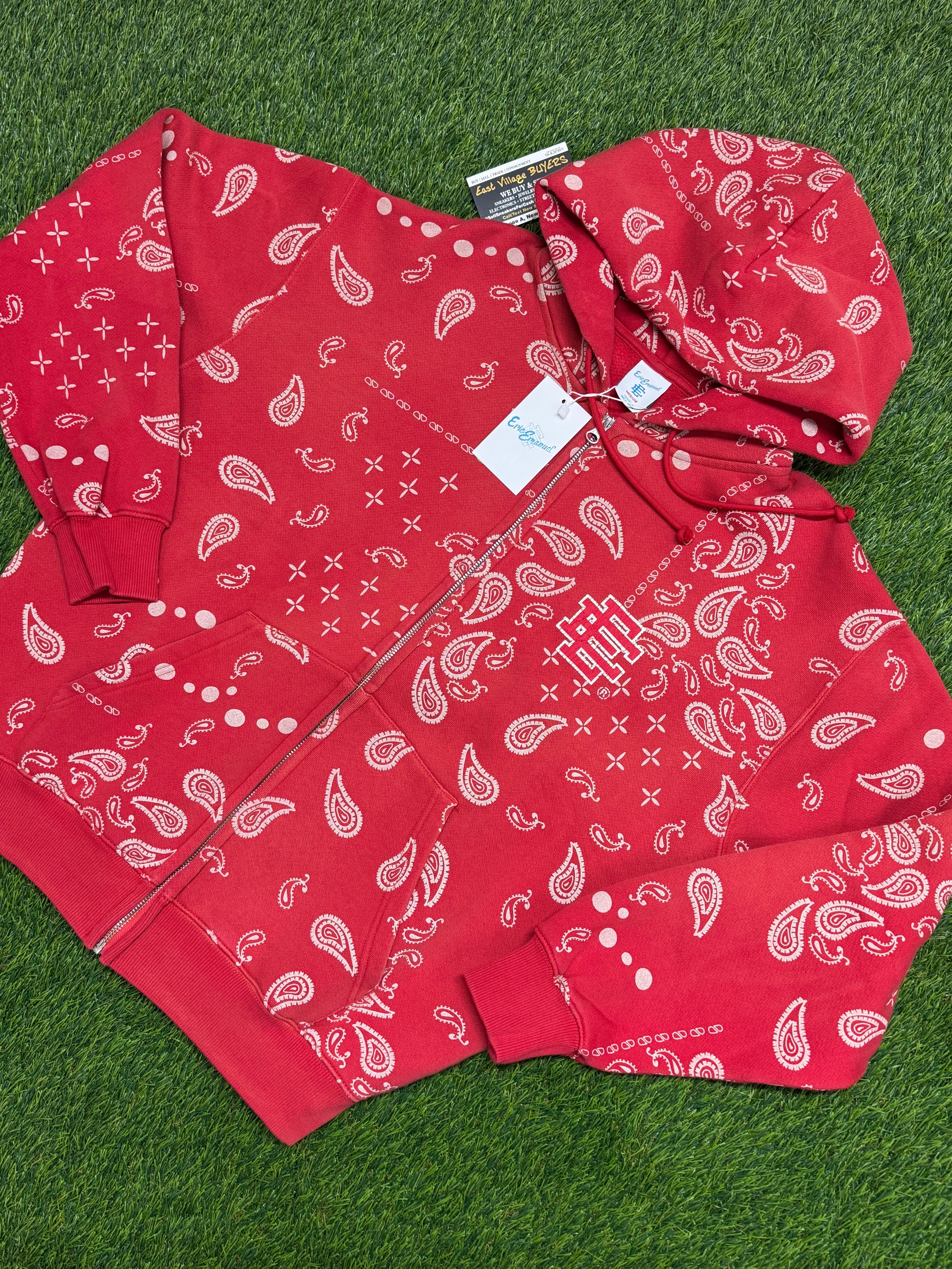 Eric Emanuel EE Paisley Zip-Up Sweater in Red