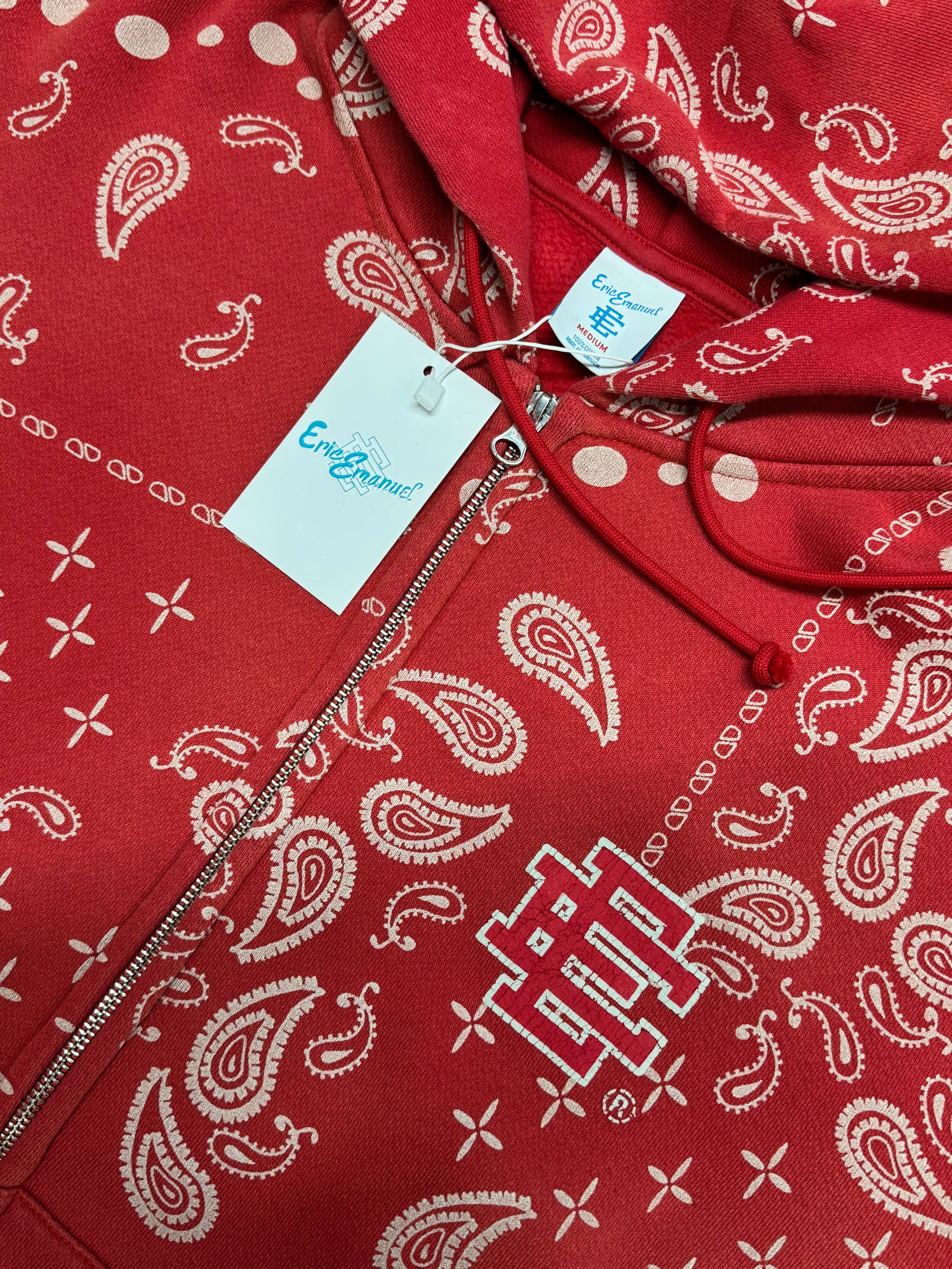 Eric Emanuel EE Paisley Zip-Up Sweater in Red