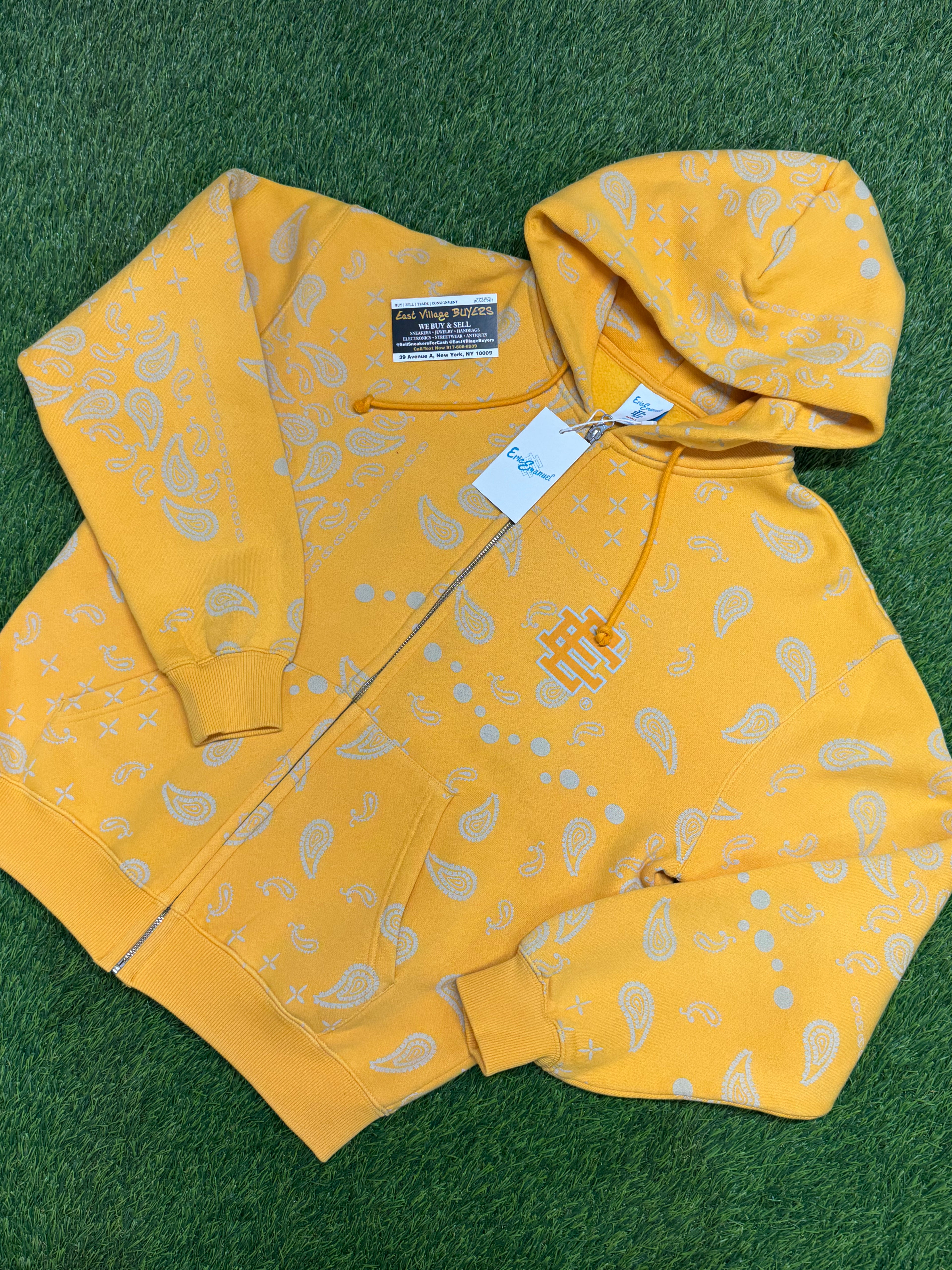 Eric Emanuel EE Paisley Zip-Up Sweater In Yellow