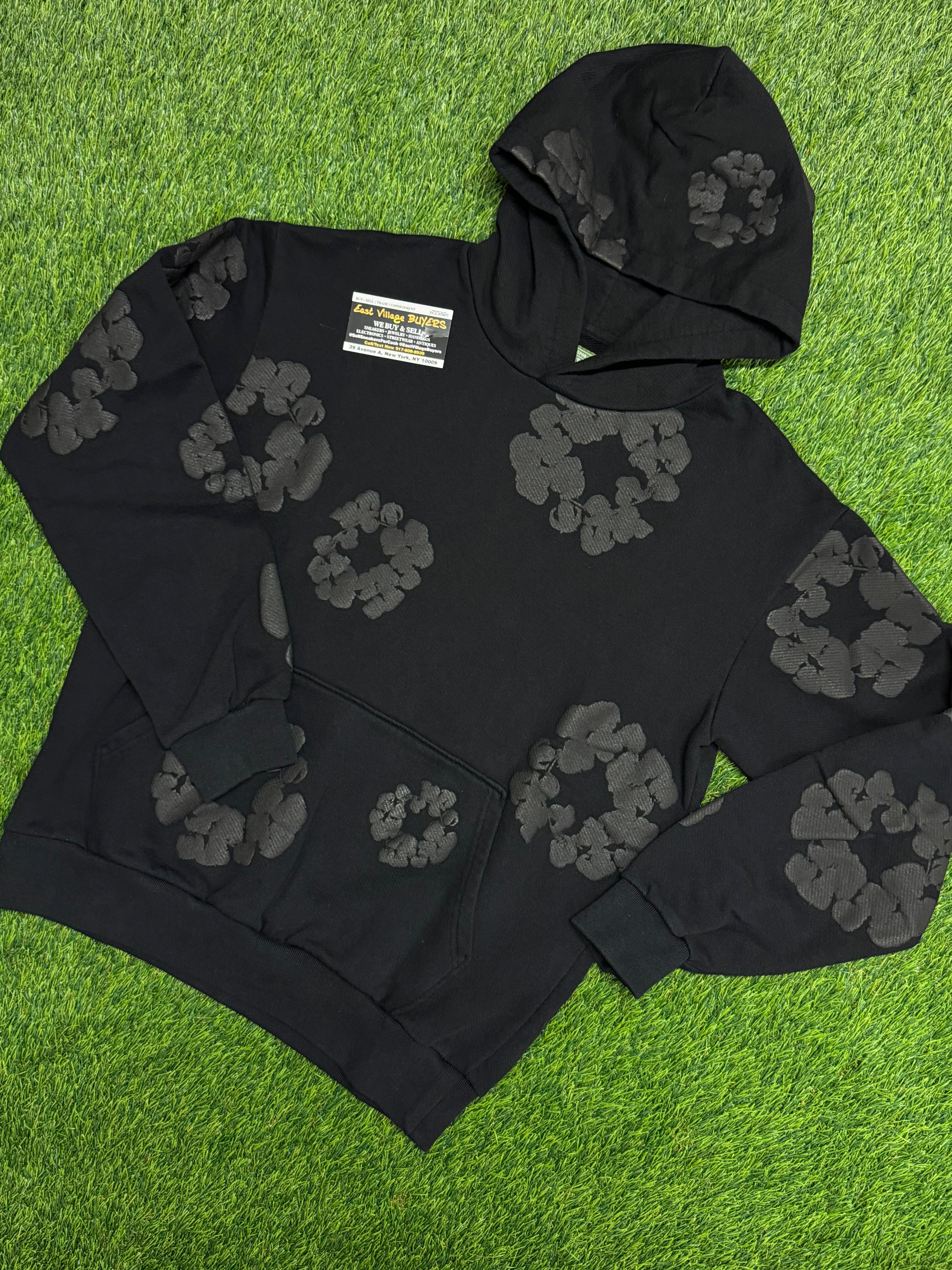 Denim Tears Cotton Wreath Hoodie in Black Monochrome