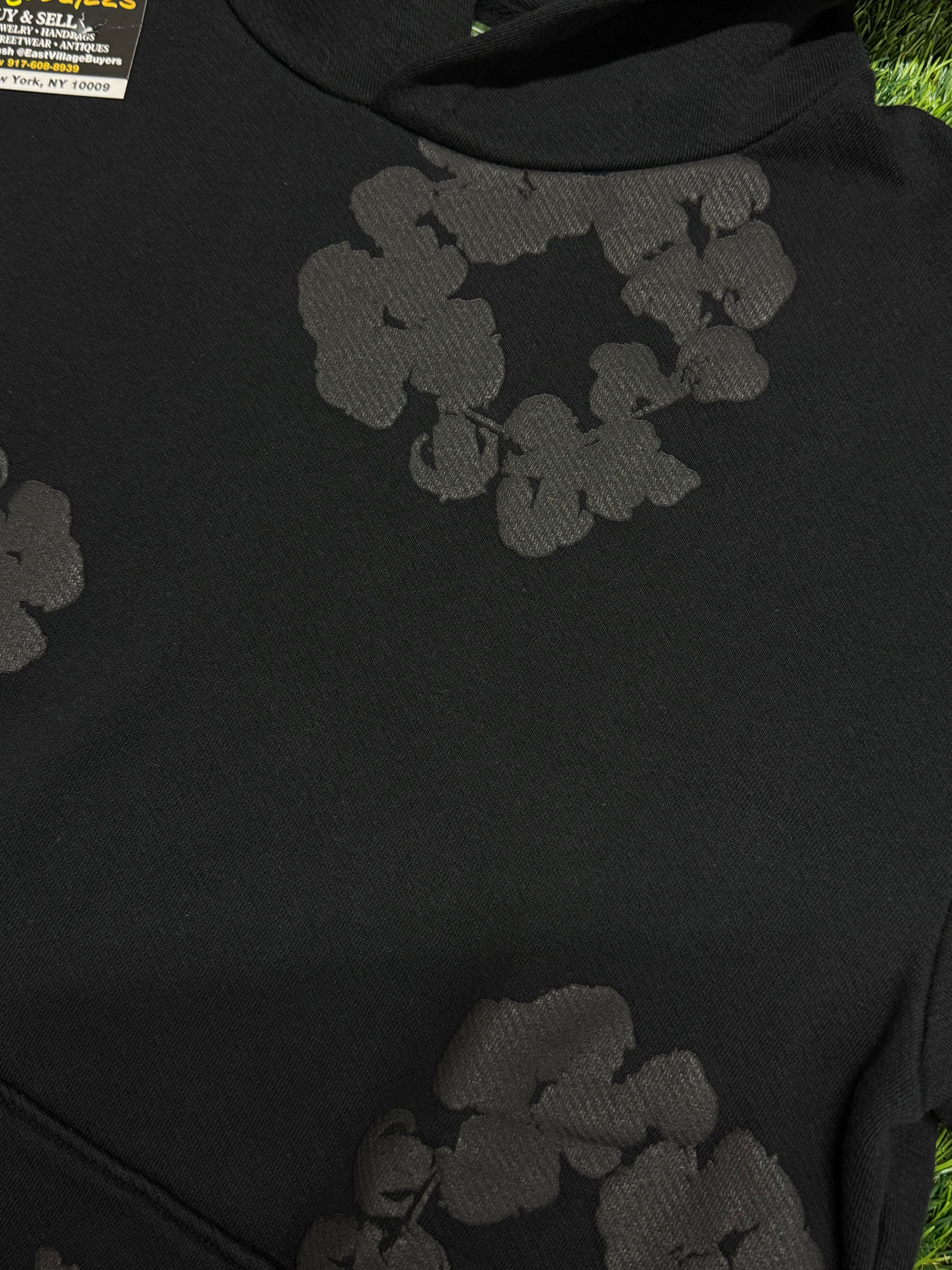 Denim Tears Cotton Wreath Hoodie in Black Monochrome