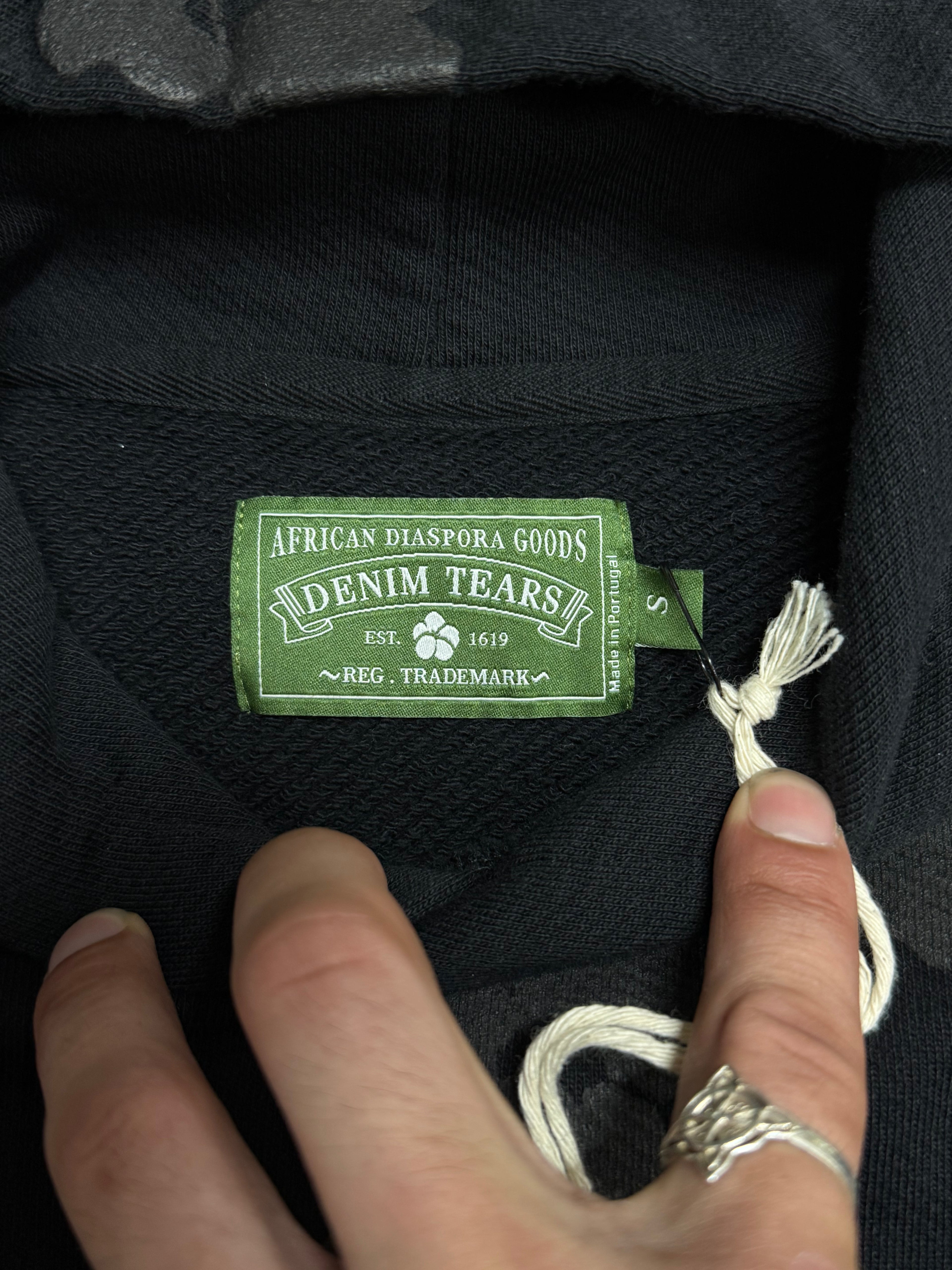 Denim Tears Cotton Wreath Hoodie in Black Monochrome