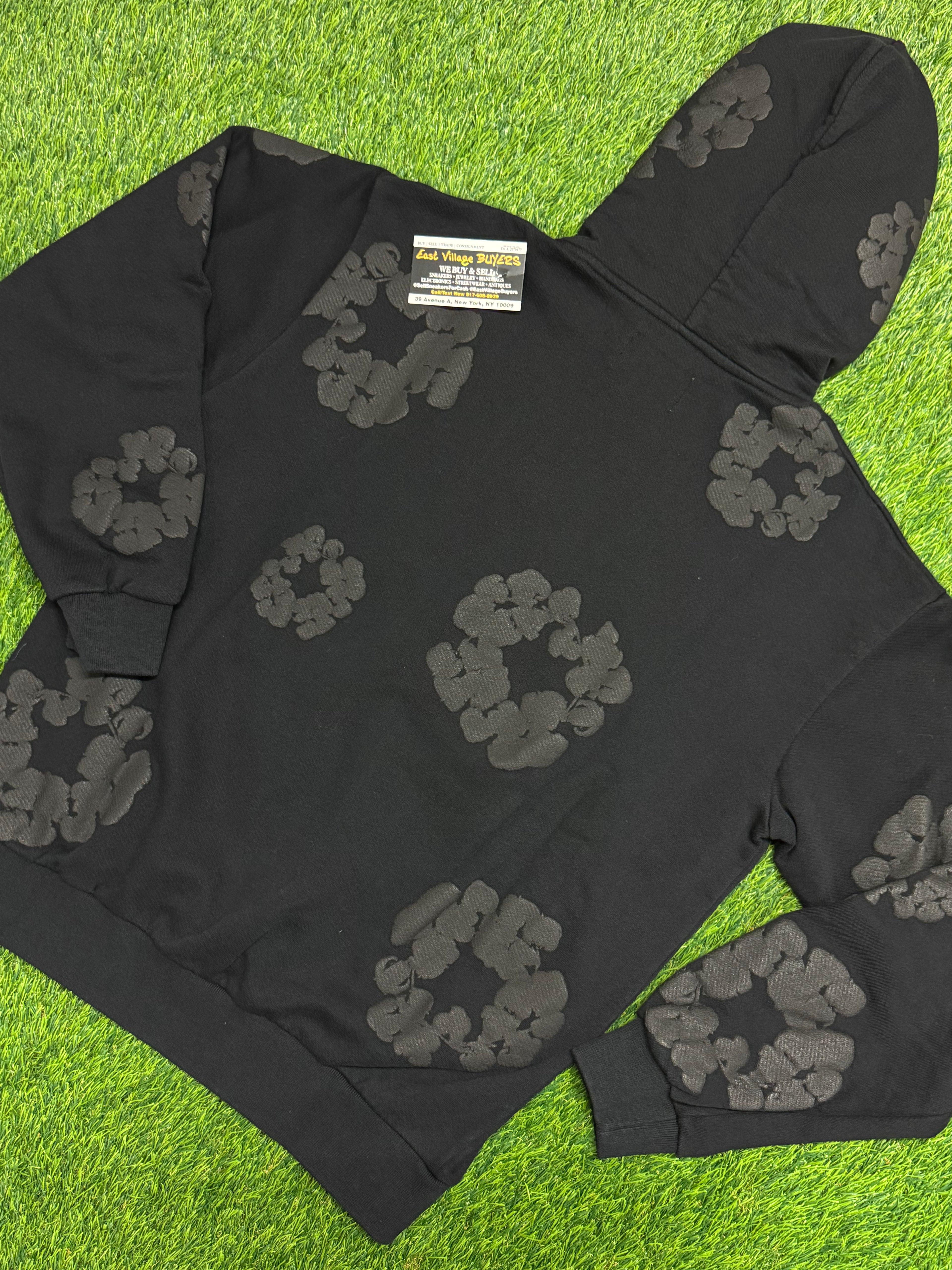 Denim Tears Cotton Wreath Hoodie in Black Monochrome