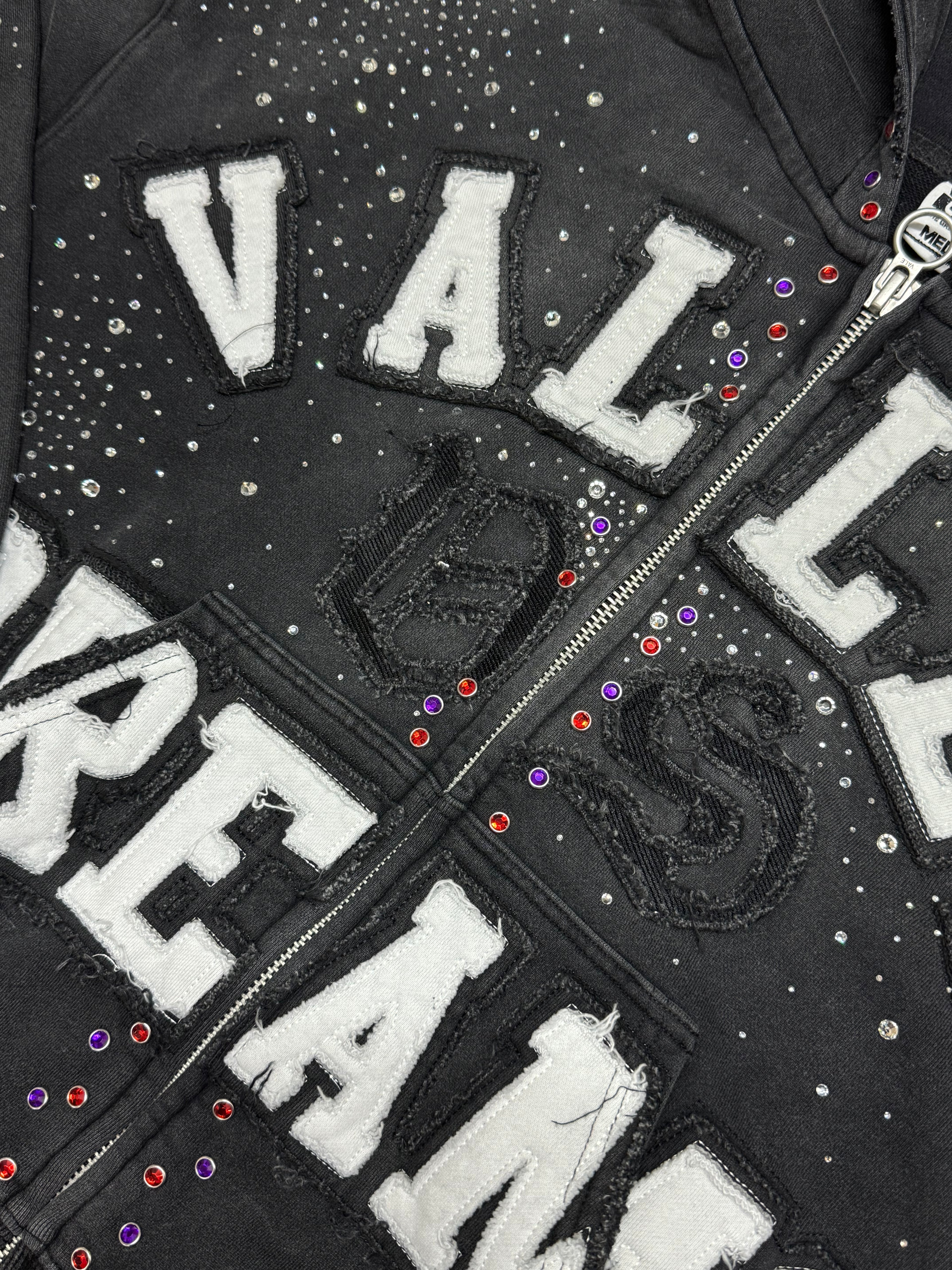 VALE “Vale Dreams” Rhinestone Embellishment Zip Hoodie